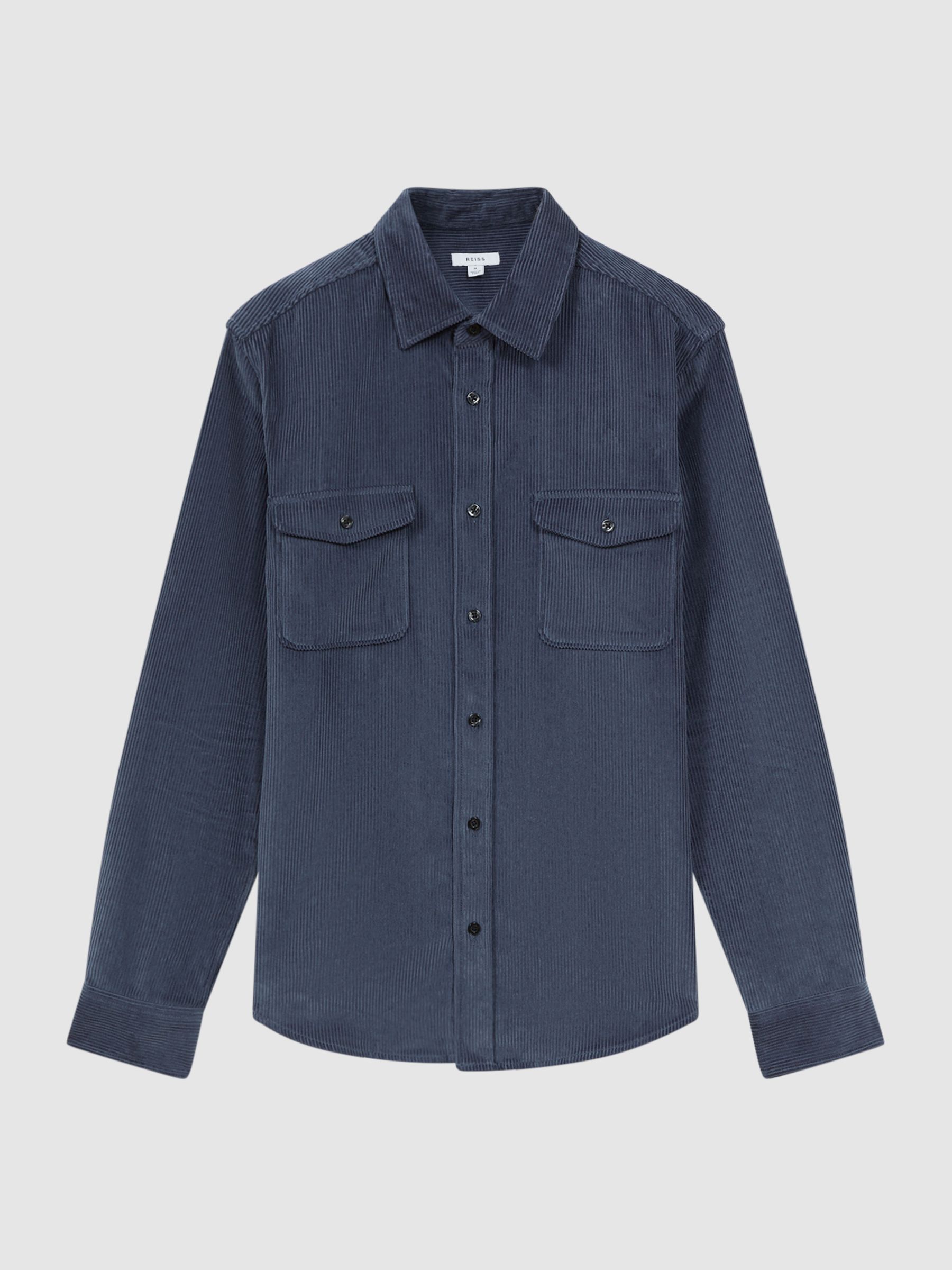 Corduroy Twin Pocket Overshirt in Dark Airforce - Image 2 of 5