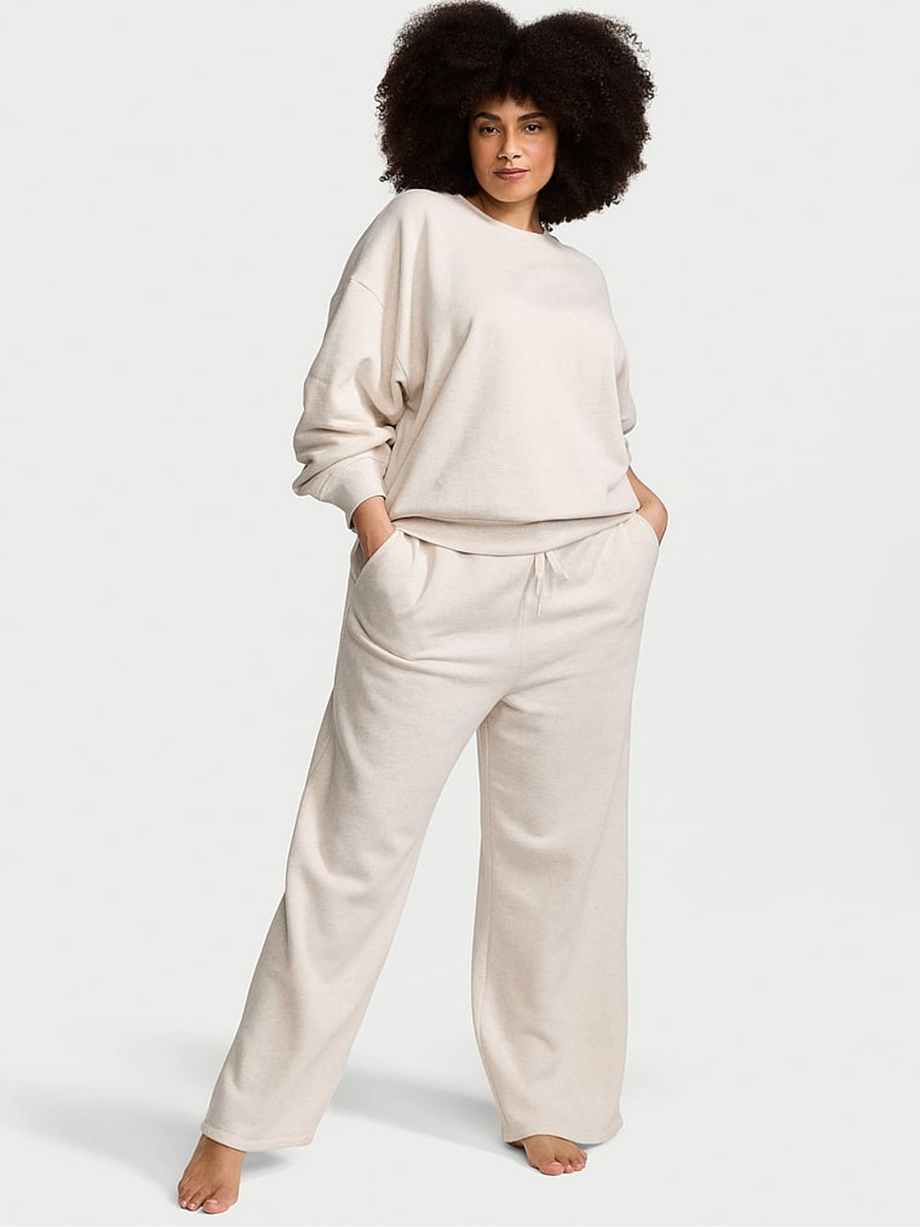 Natural Heather Grey Wide Leg Wide Leg Joggers - Image 3 of 4