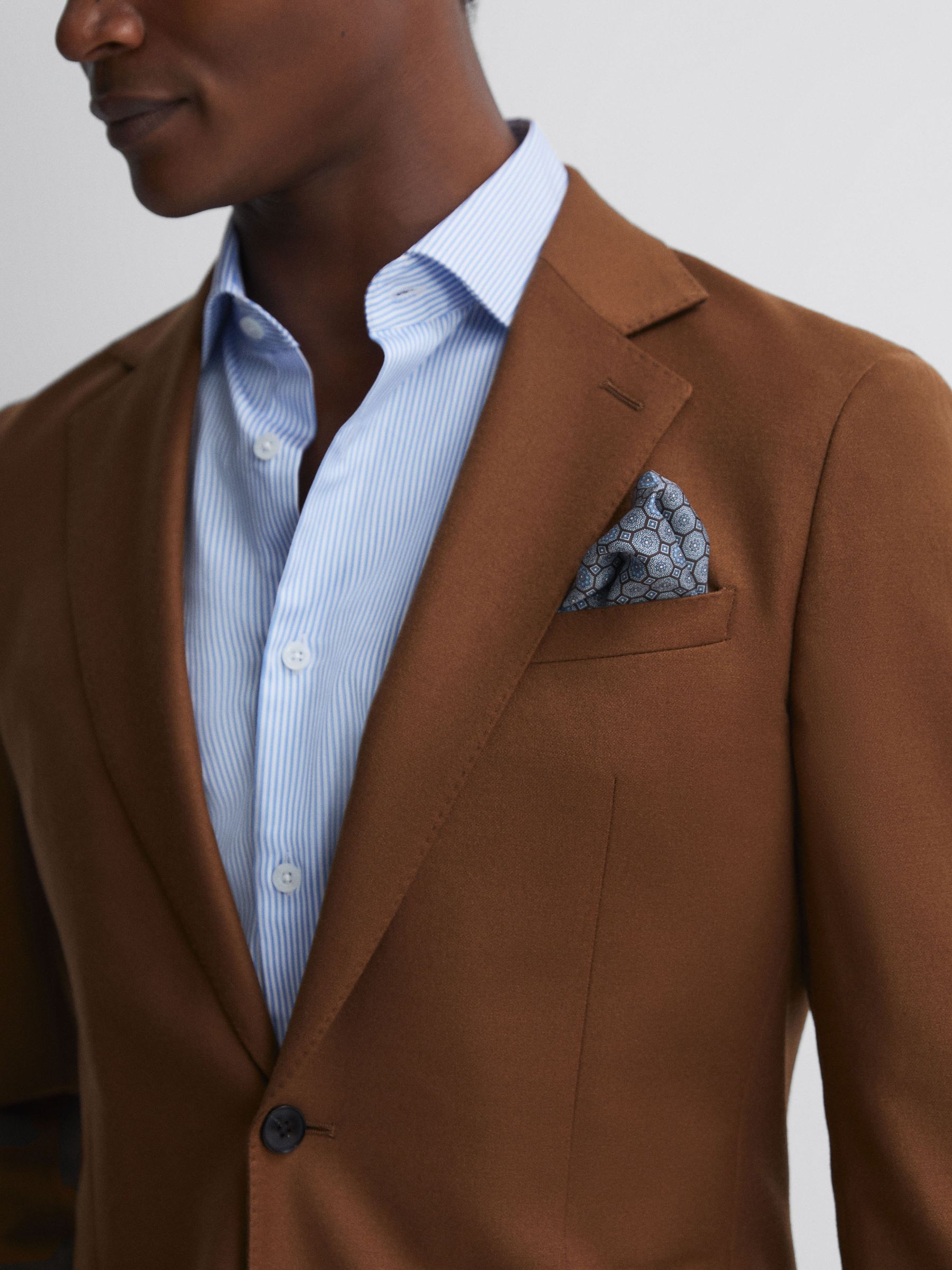 Silk Geometric Pocket Square in Blue - Image 2 of 5