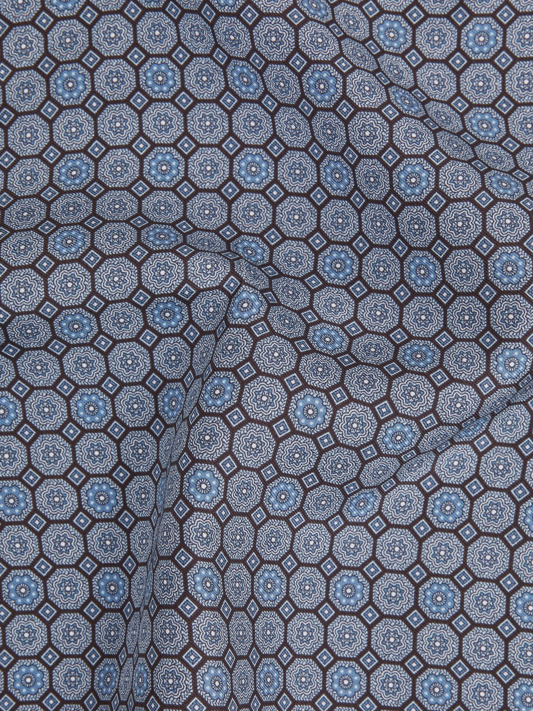 Silk Geometric Pocket Square in Blue - Image 5 of 5