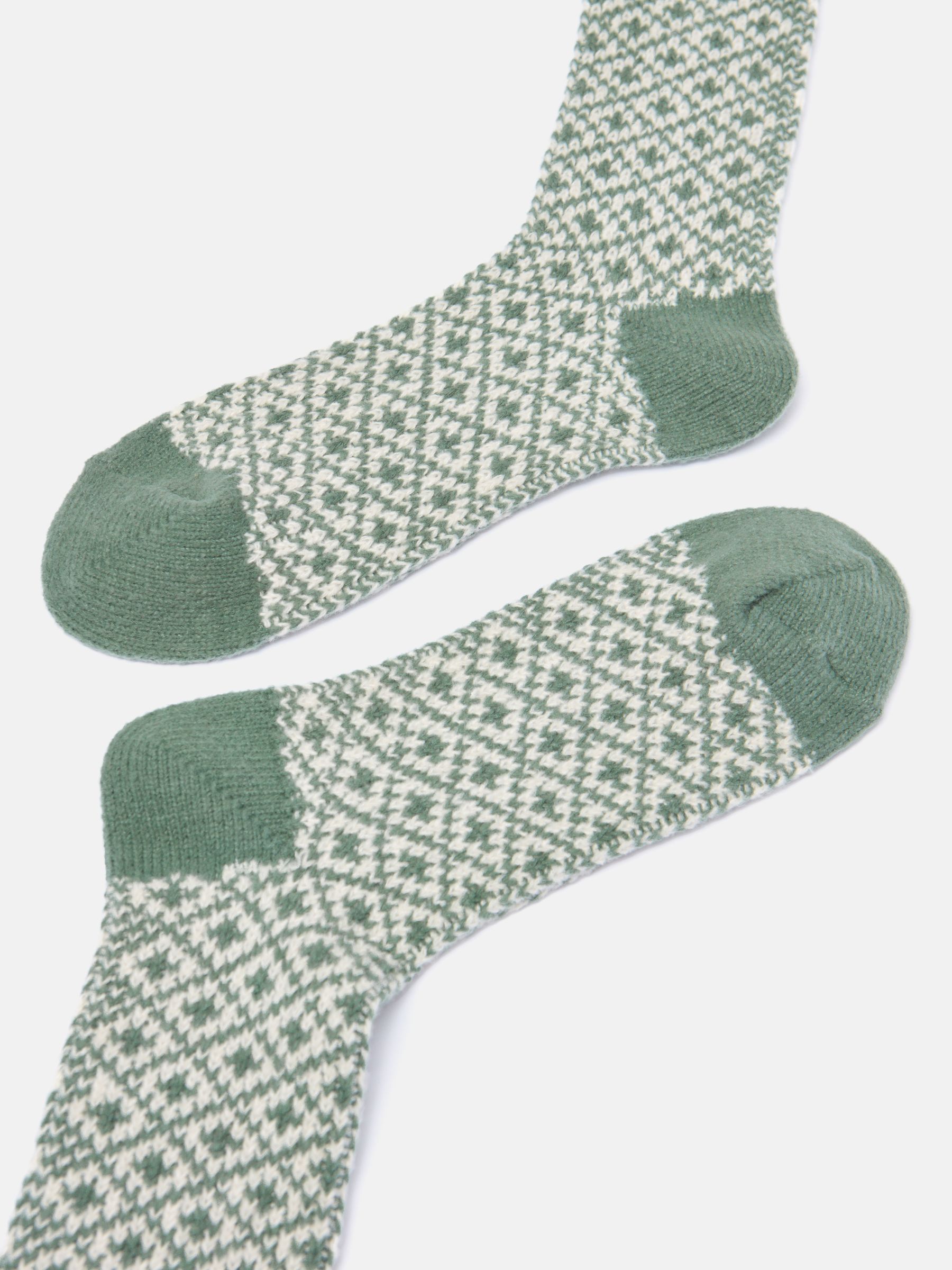 Women's Toasty Khaki Green Cosy Geometric Socks (size 4-8) - Image 3 of 3