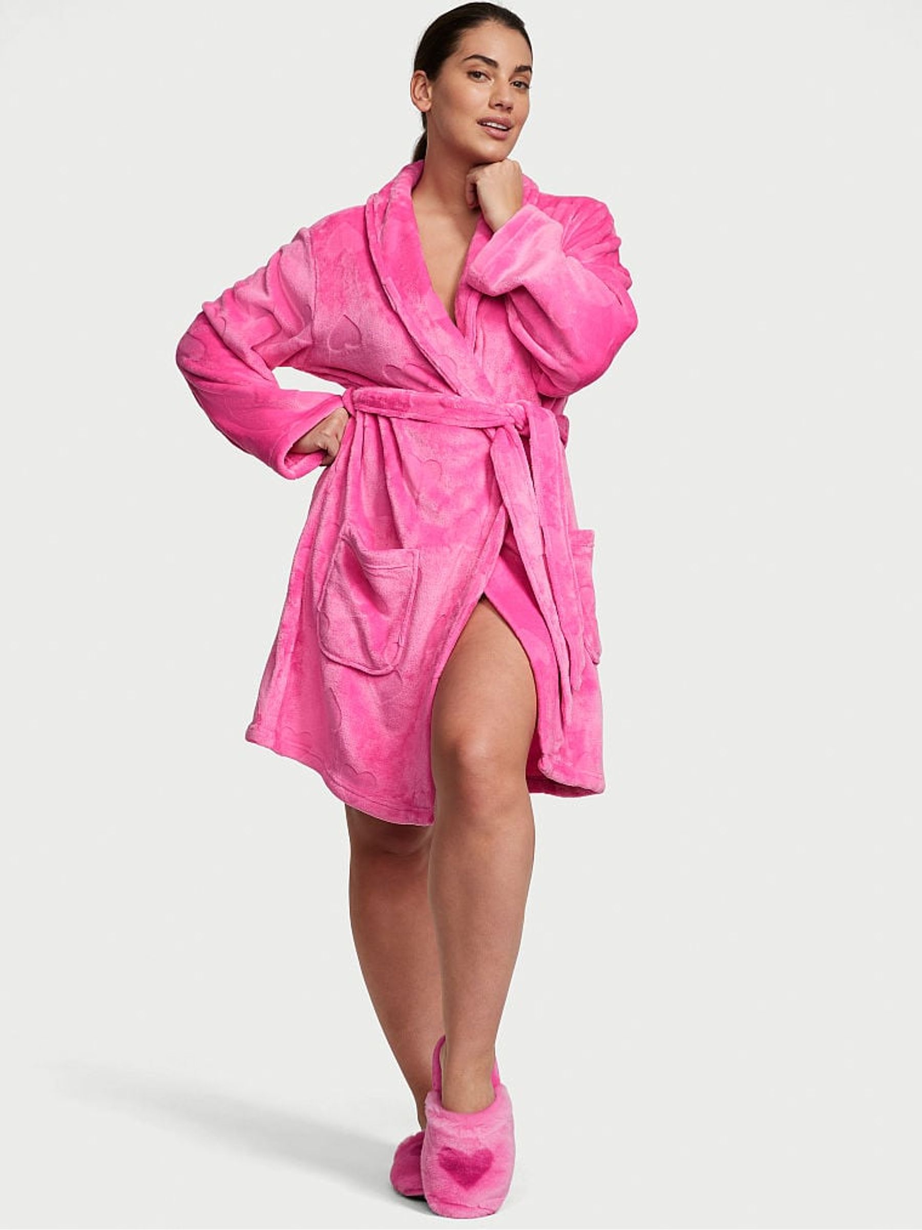 Hollywood Pink Heart Cosy Short Dressing Gown - Image 1 of 3
