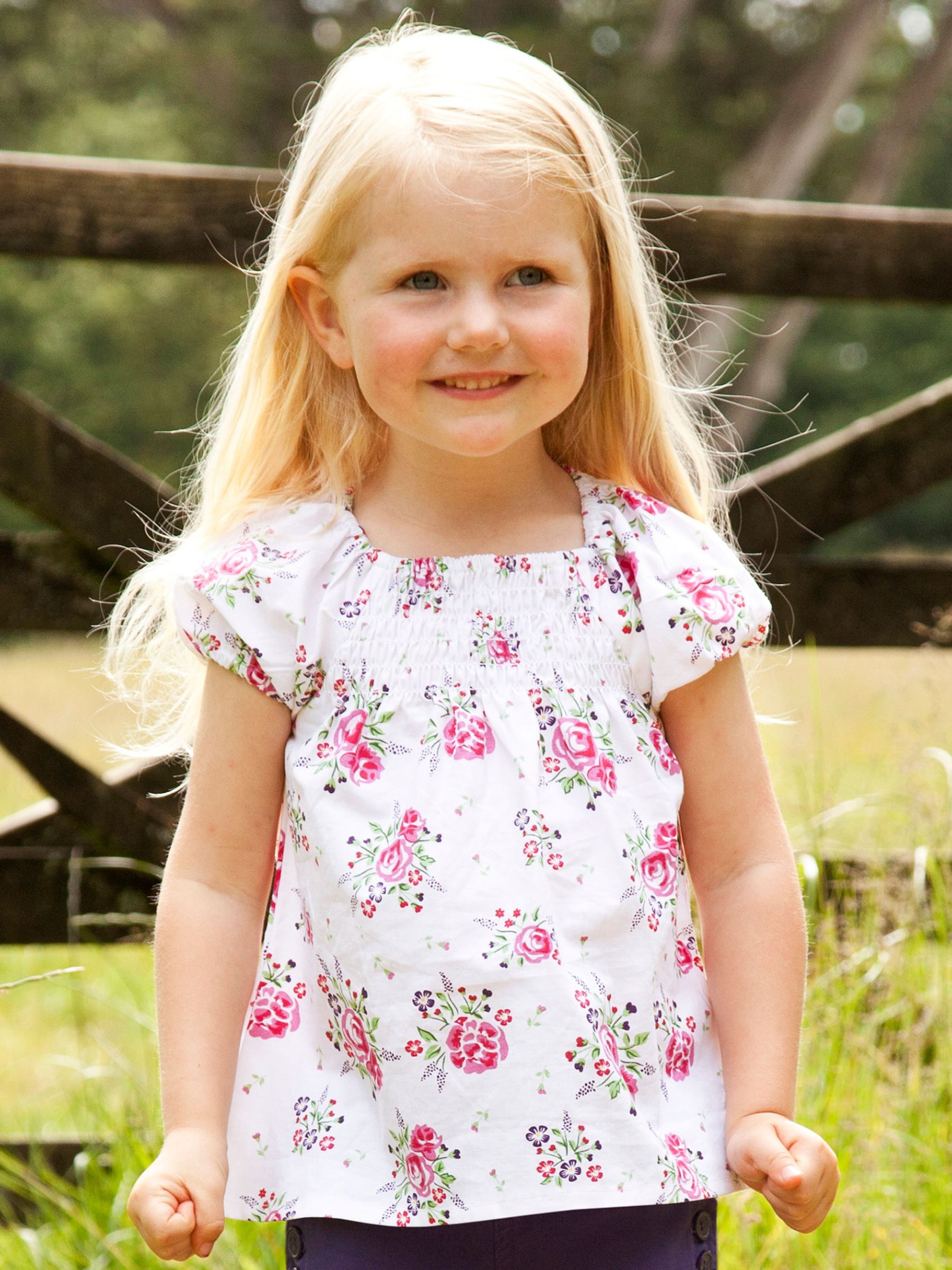 Rose Girls' Print Floral Smocked Top - Image 2 of 4