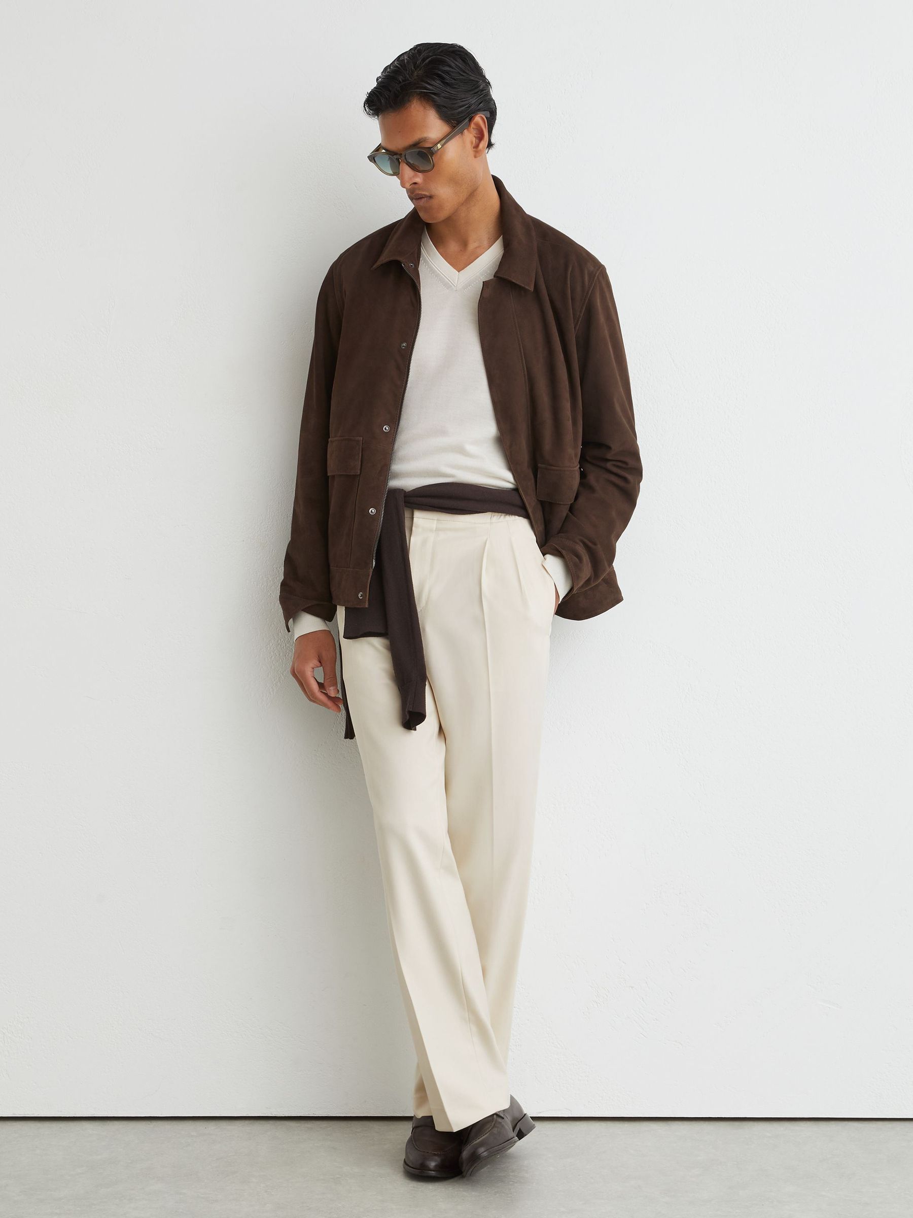 Relaxed Twill Drawstring Trousers in Ecru - Image 1 of 6 Relaxed Twill Drawstring Trousers in Ecru - Image 1 of 6
