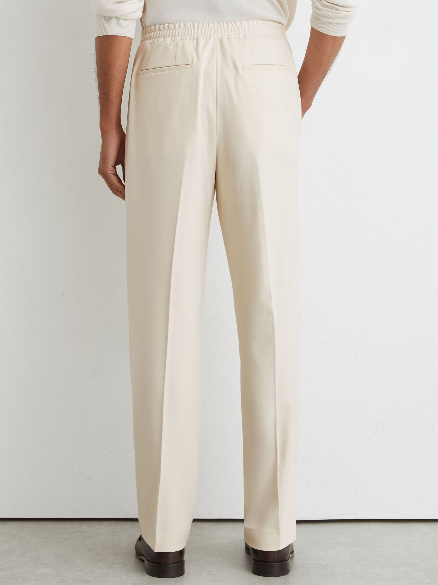 Relaxed Twill Drawstring Trousers in Ecru - Image 5 of 6
