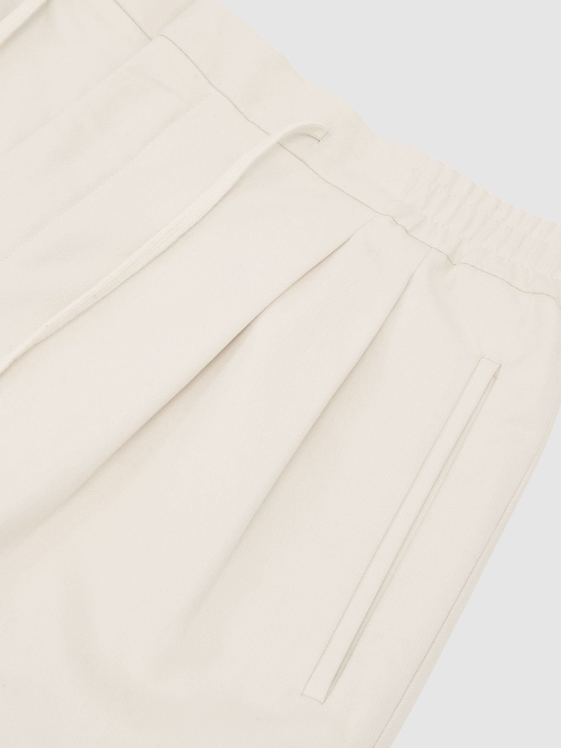 Relaxed Twill Drawstring Trousers in Ecru - Image 6 of 6