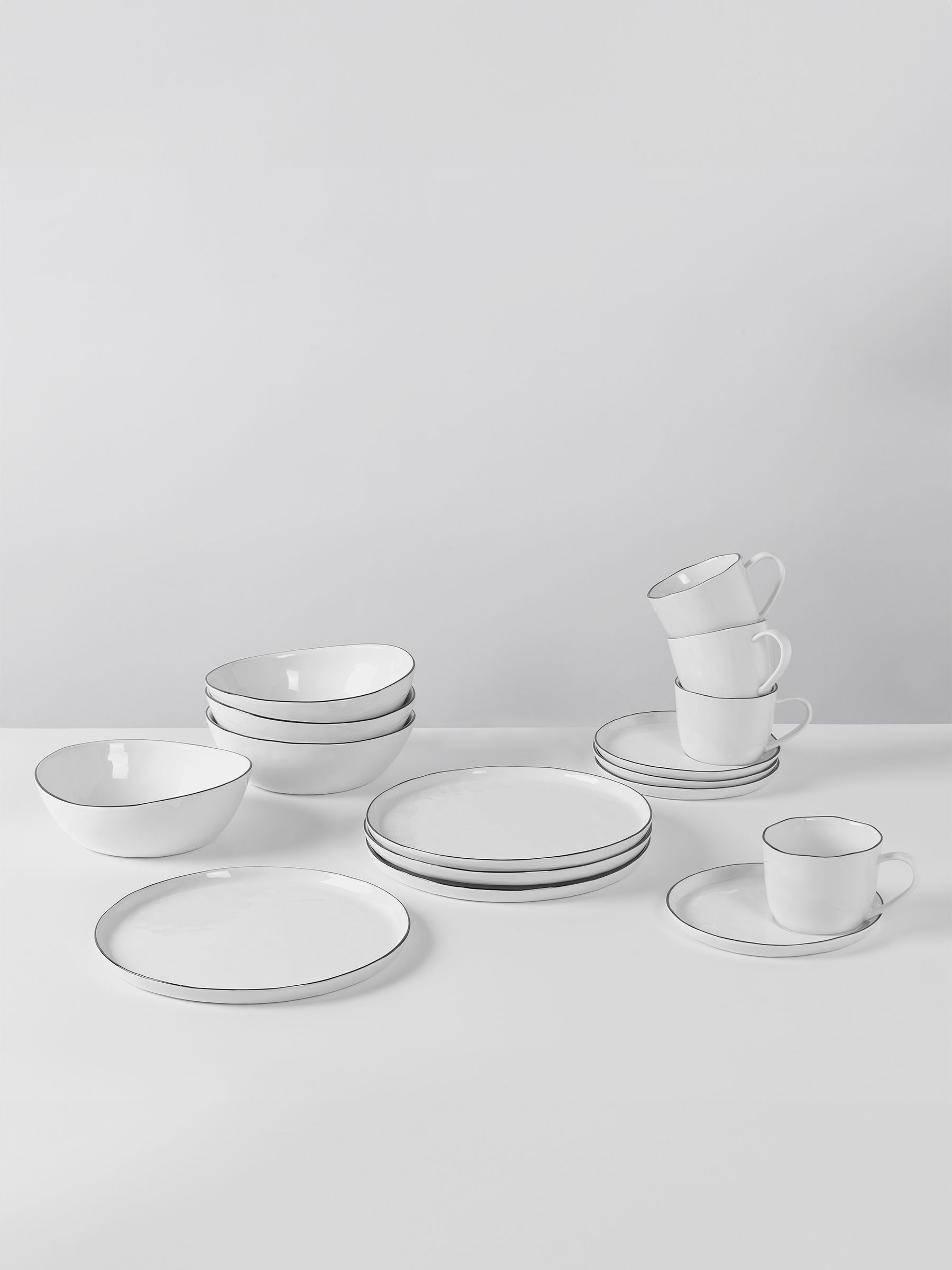 Broste Copenhagen White Salt Dinnerware Breakfast Set - Image 1 of 3