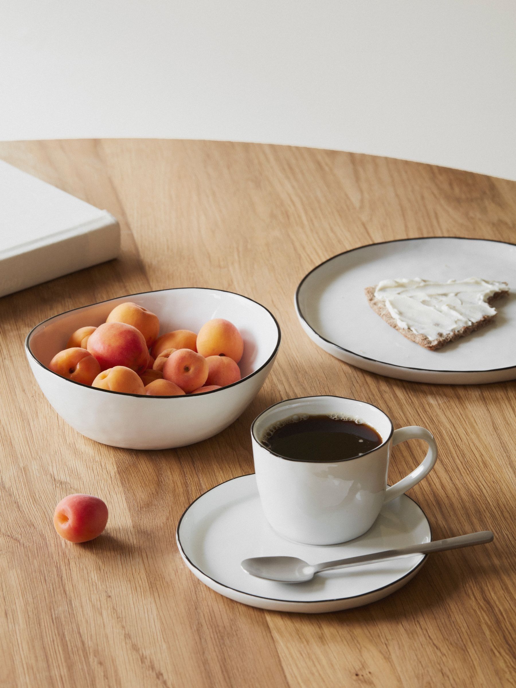 Broste Copenhagen White Salt Dinnerware Breakfast Set - Image 2 of 3