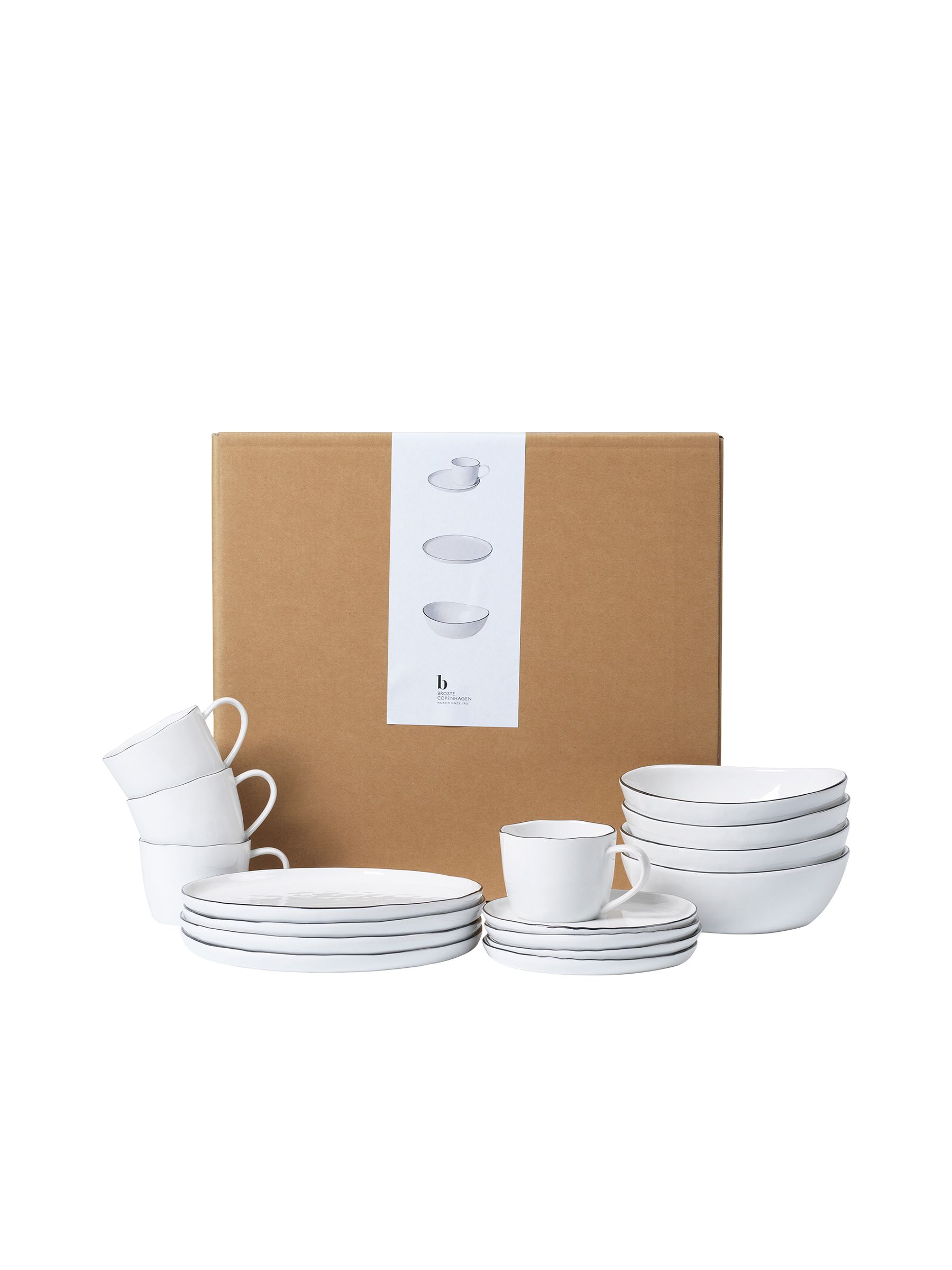 Broste Copenhagen White Salt Dinnerware Breakfast Set - Image 3 of 3