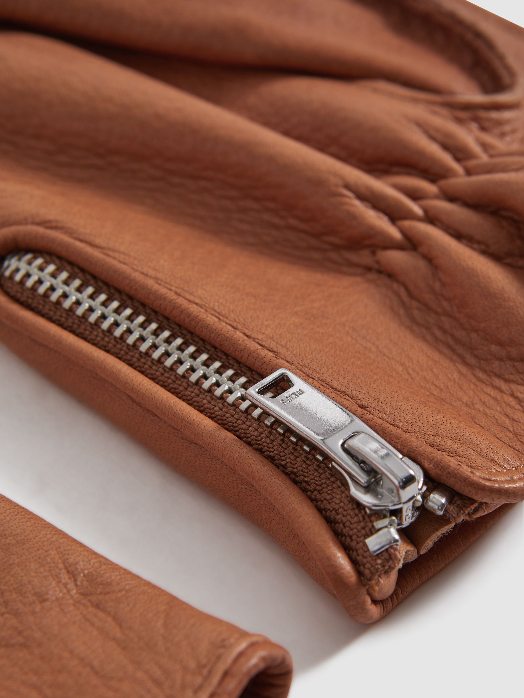 Leather Gloves in Tan - Image 3 of 3