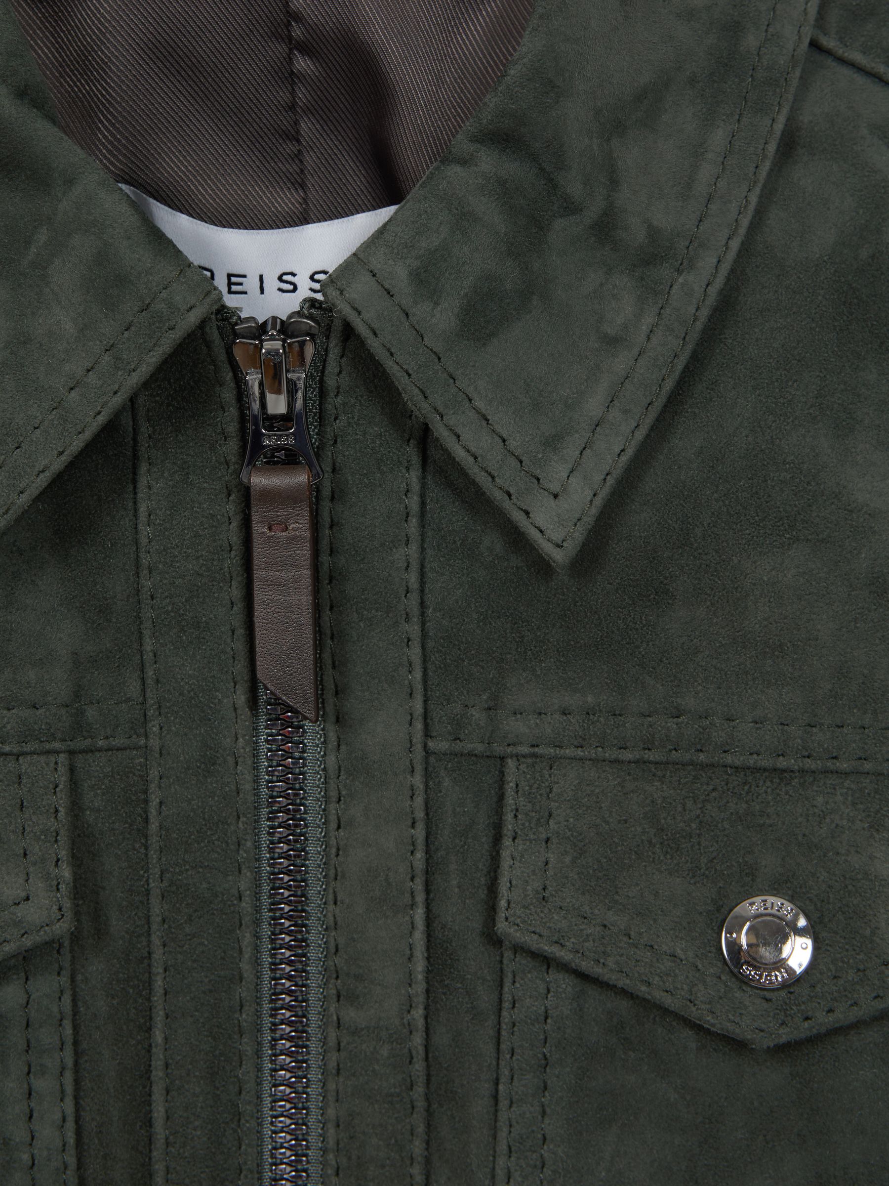 3-9 yrs Suede Zip Through Jacket in Forest Green - Image 6 of 6