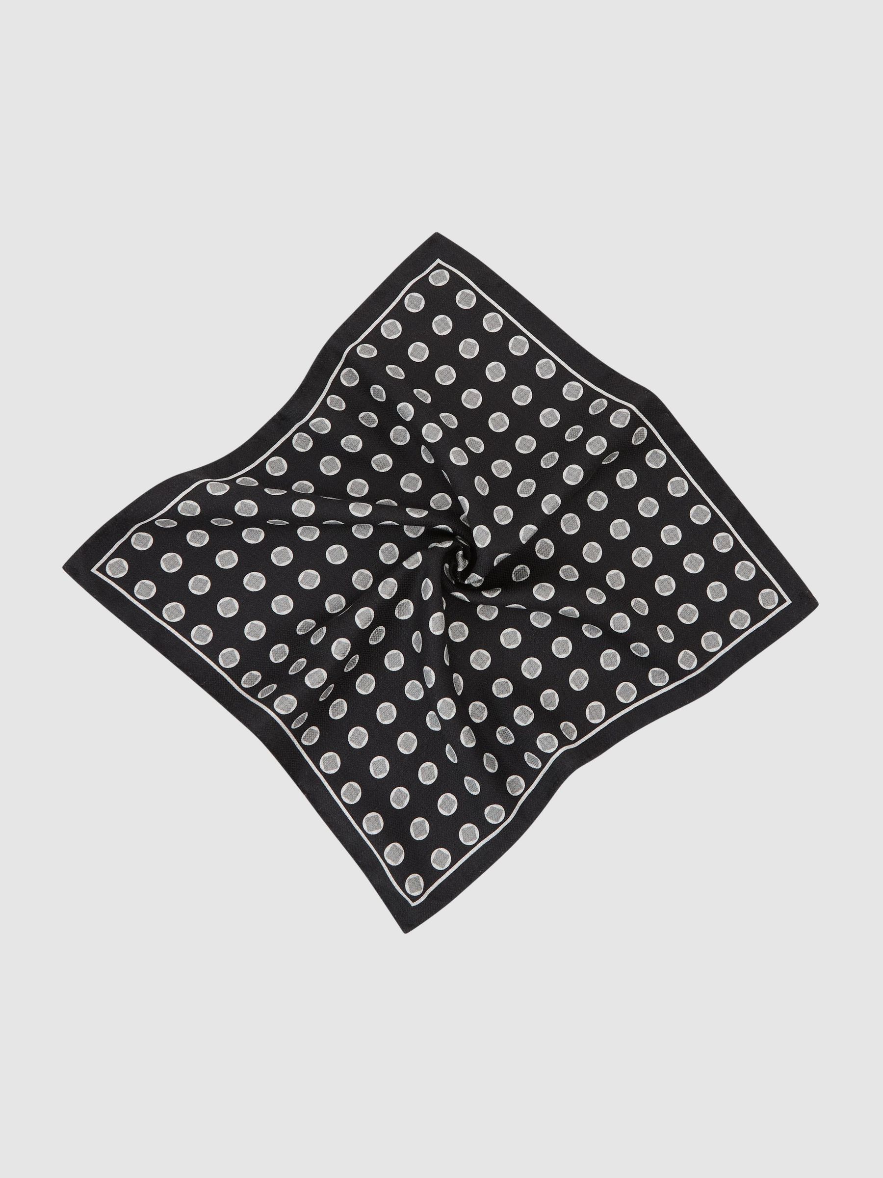 Silk Geometric Medallion-Print Pocket Square in Black - Image 1 of 4