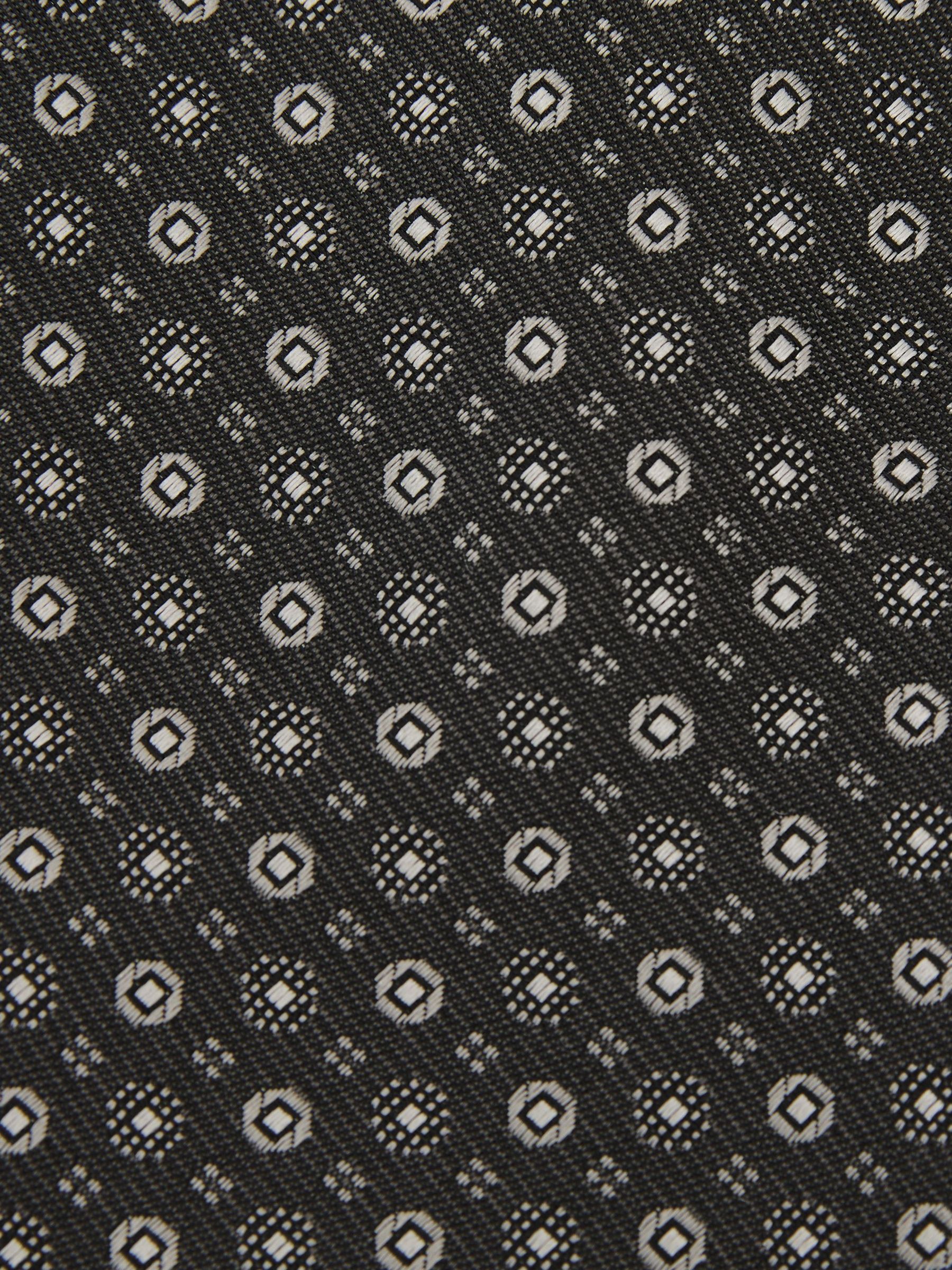 Silk-Blend Woven Micro Medallion Tie in Silver Grey - Image 5 of 5