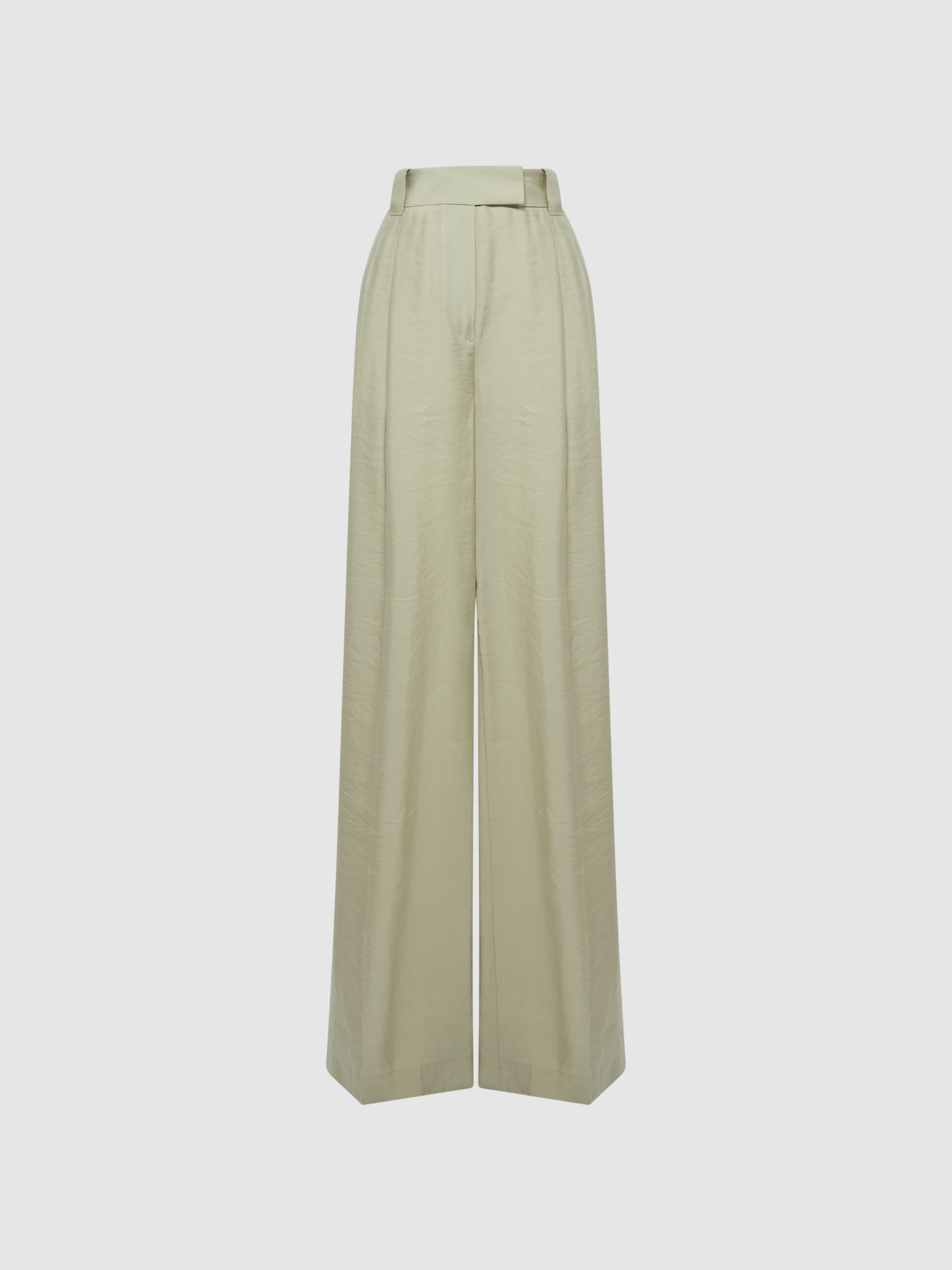 Wide Leg Occasion Trousers in Sage - Image 2 of 7