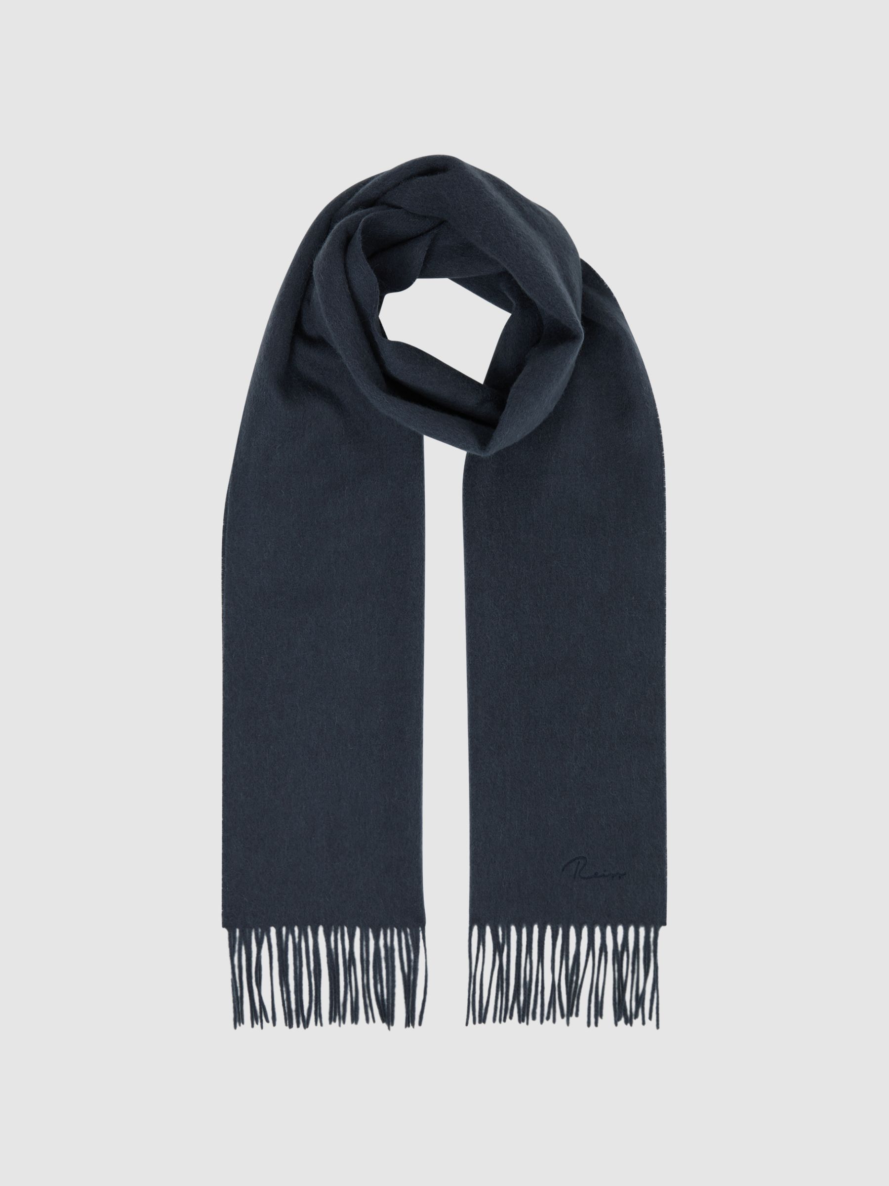 Wool and Cashmere Scarf in Airforce Blue - Image 3 of 4