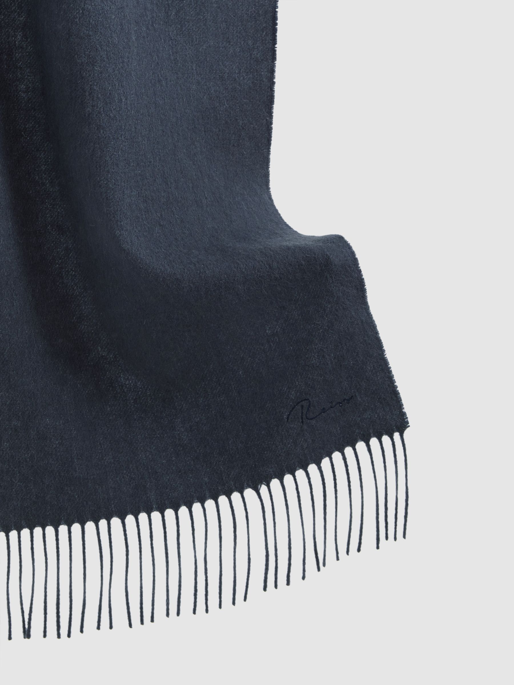 Wool and Cashmere Scarf in Airforce Blue - Image 4 of 4