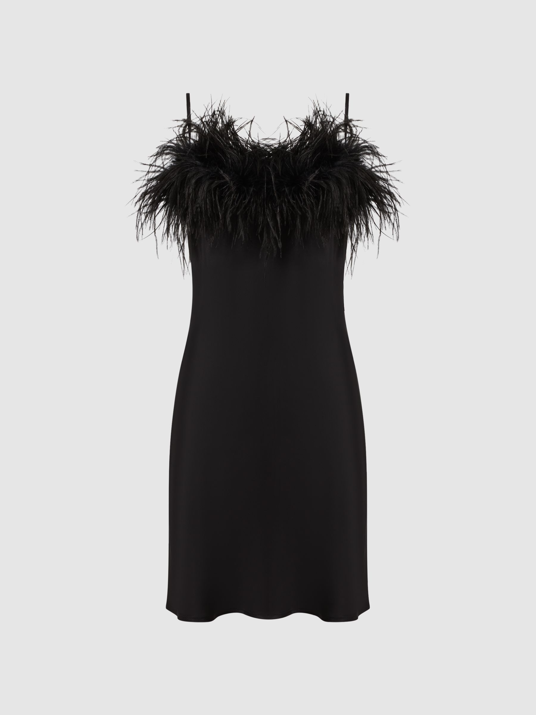 Sleeper Feather Mini Slip Dress in Black - image 1