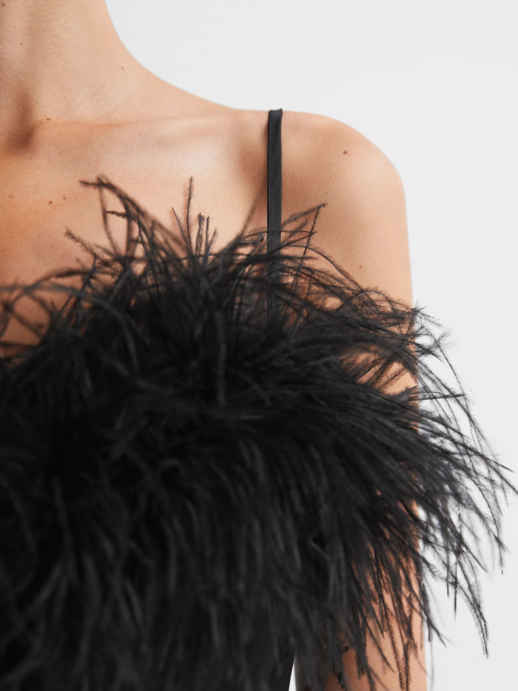 Sleeper Feather Mini Slip Dress in Black - Image 3 of 5
