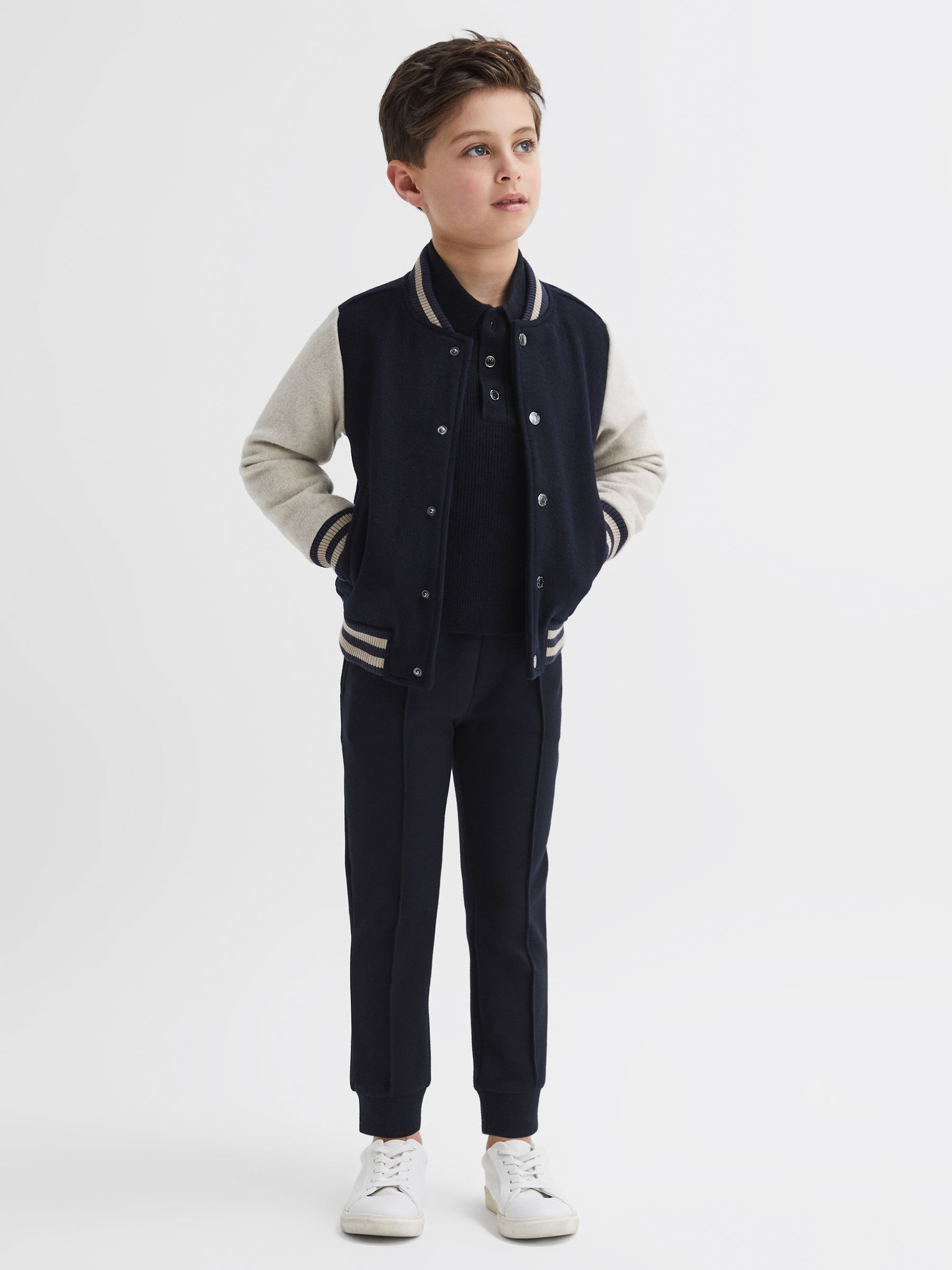 3-9 yrs Merino Wool Polo Shirt in Navy - Image 6 of 7