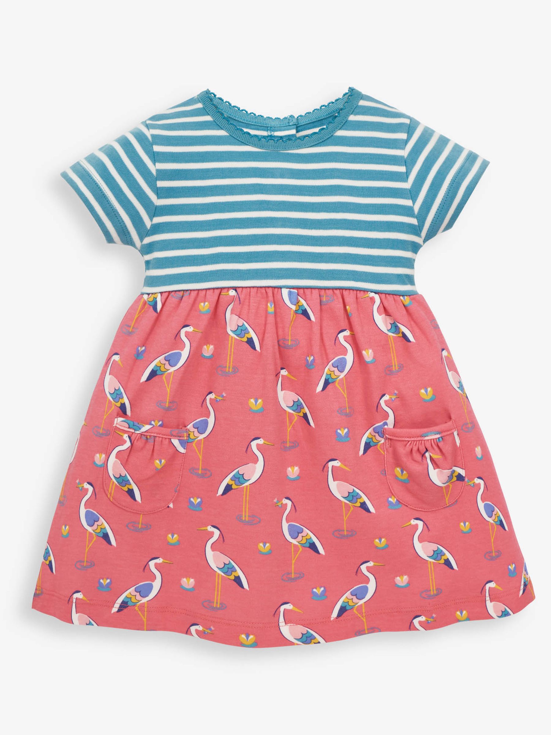 Dusky Pink Girls' Heron Print Pet in Pocket Dress - Image 1 of 3