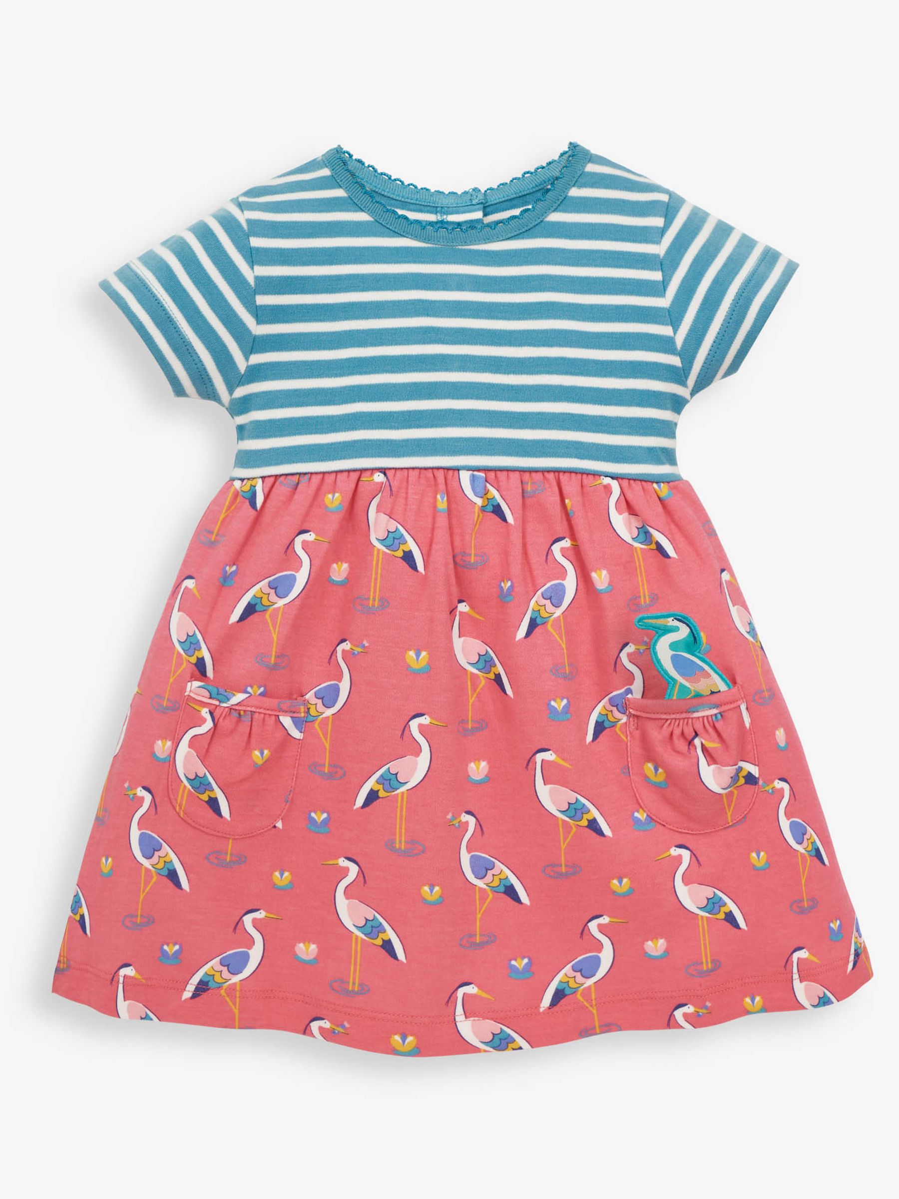 Dusky Pink Girls' Heron Print Pet in Pocket Dress - Image 2 of 3
