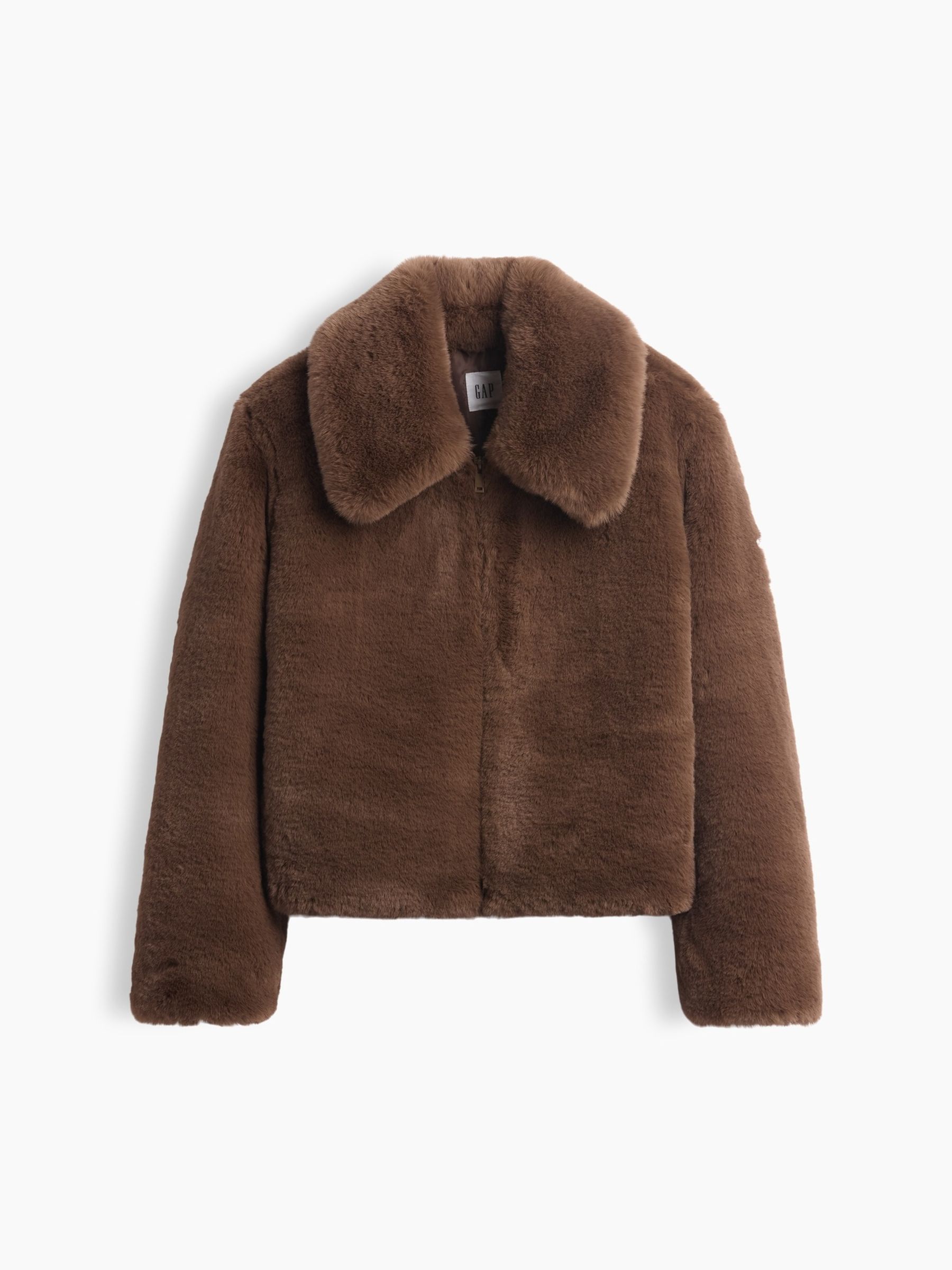 Brown Relaxed Faux-Fur Jacket - Image 5 of 5