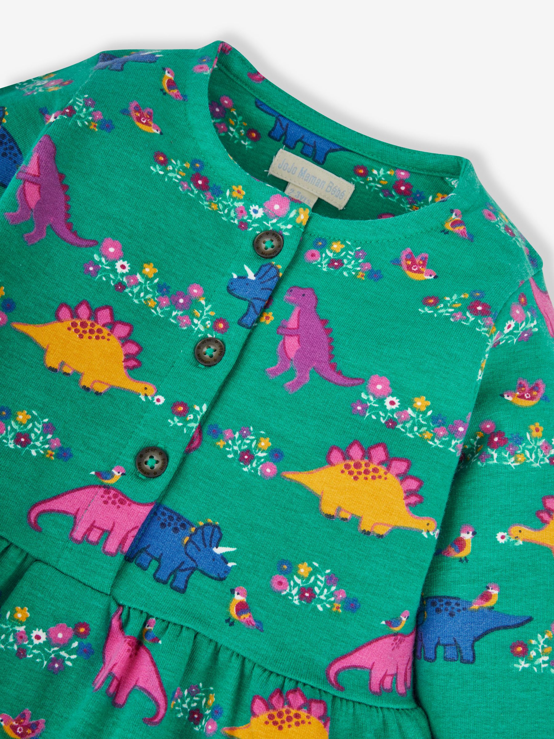 Green Dino & Bird Button Front Dress - Image 3 of 4