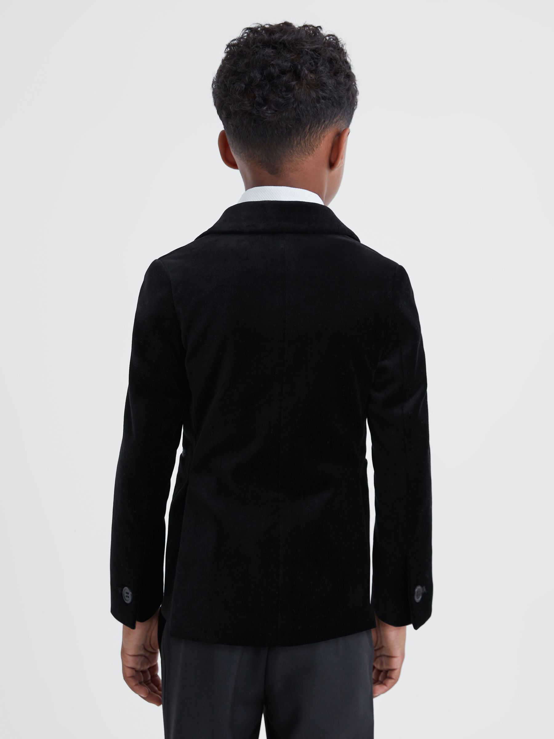 3-9 yrs Single Breasted Velvet Blazer in Black - Image 5 of 6