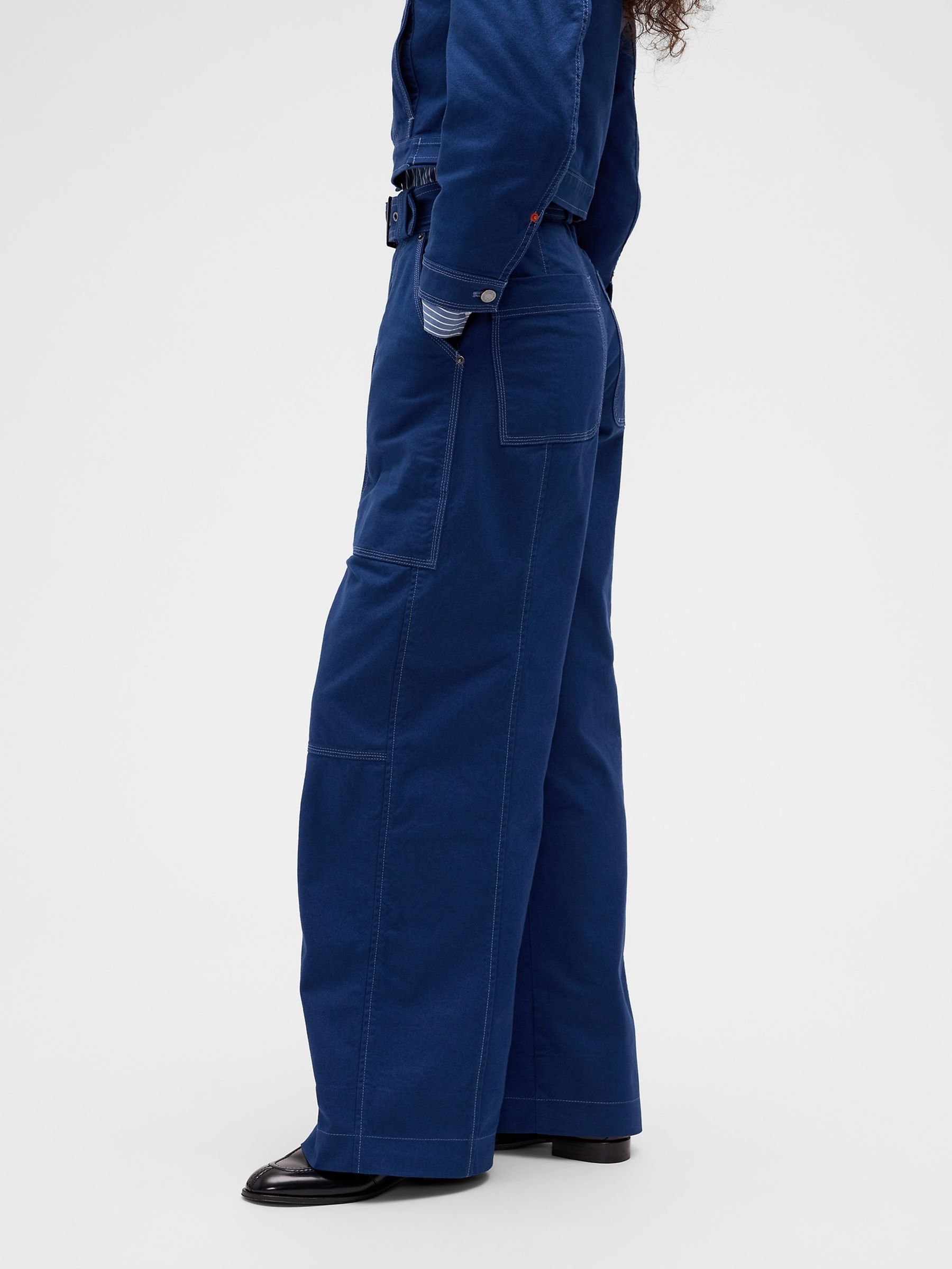 GapStudio Blue Canvas Belted Utility Trousers - Image 3 of 9