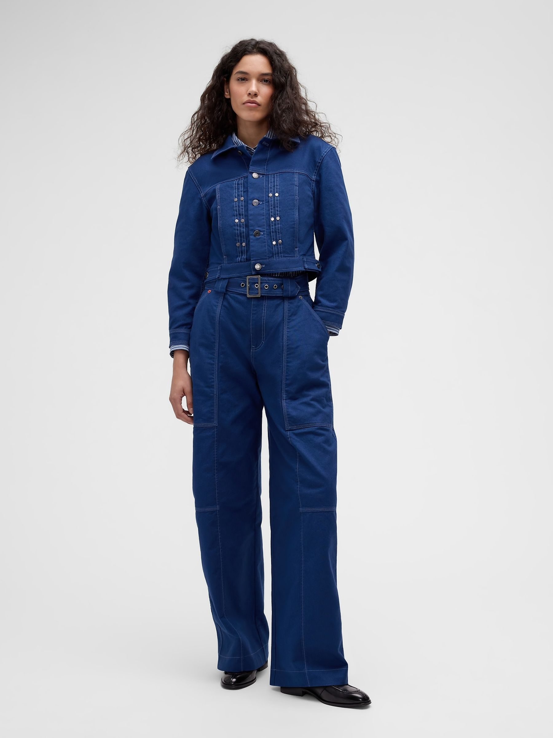 GapStudio Blue Canvas Belted Utility Trousers - Image 4 of 9