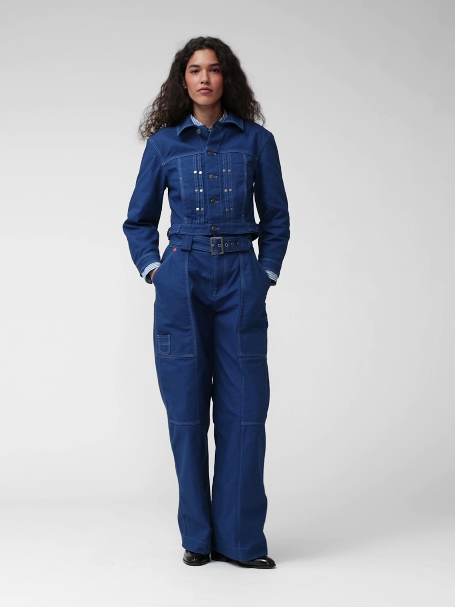GapStudio Blue Canvas Belted Utility Trousers - Image 5 of 9