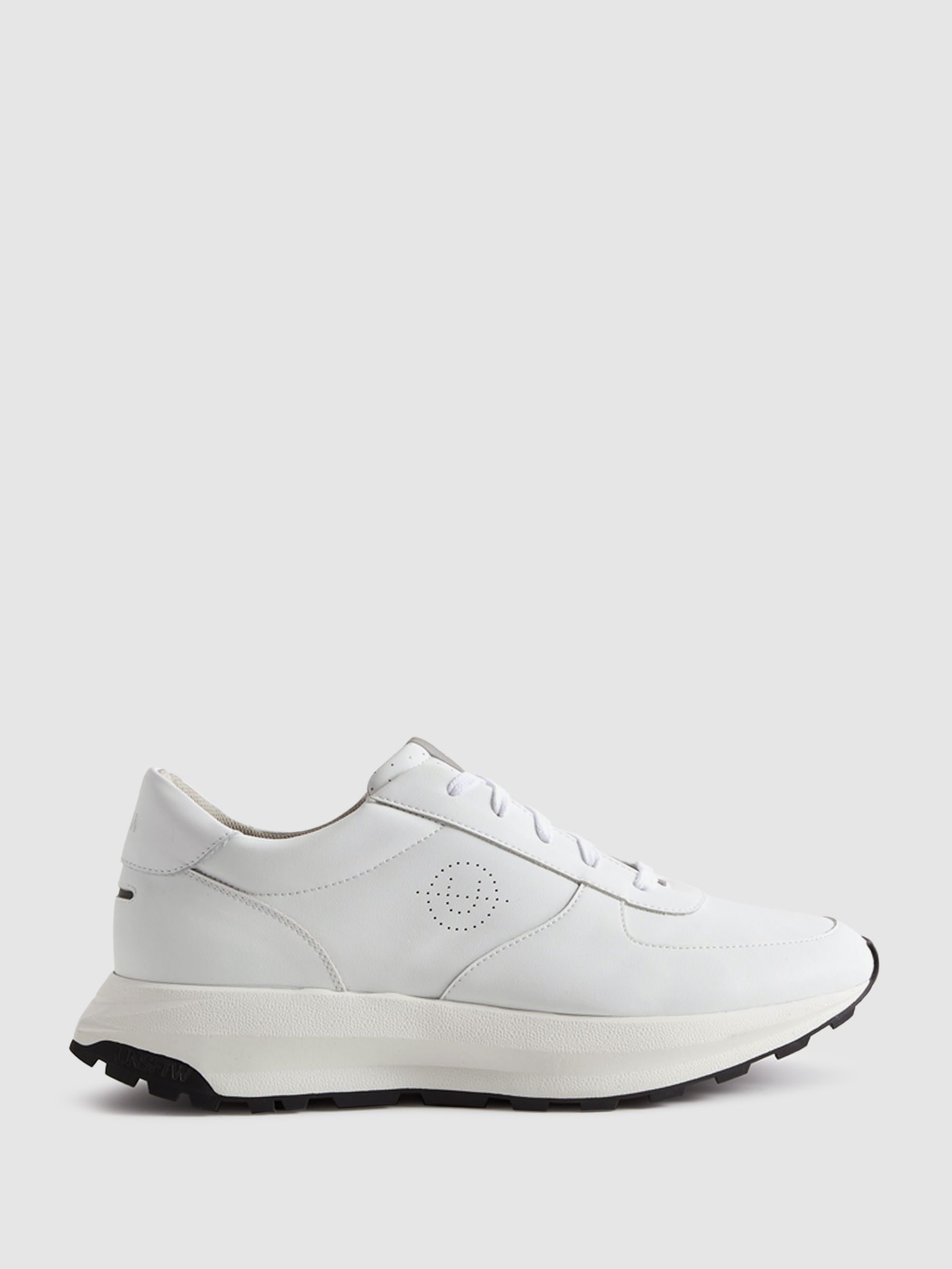 Unseen Footwear Leather Trinity Stamp Trainers in White - Image 1 of 5