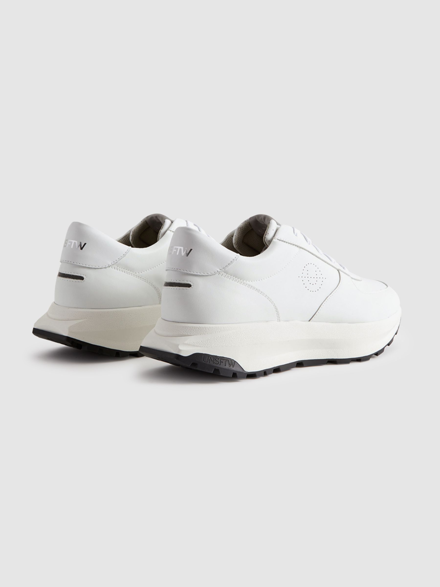Unseen Footwear Leather Trinity Stamp Trainers in White - Image 3 of 5