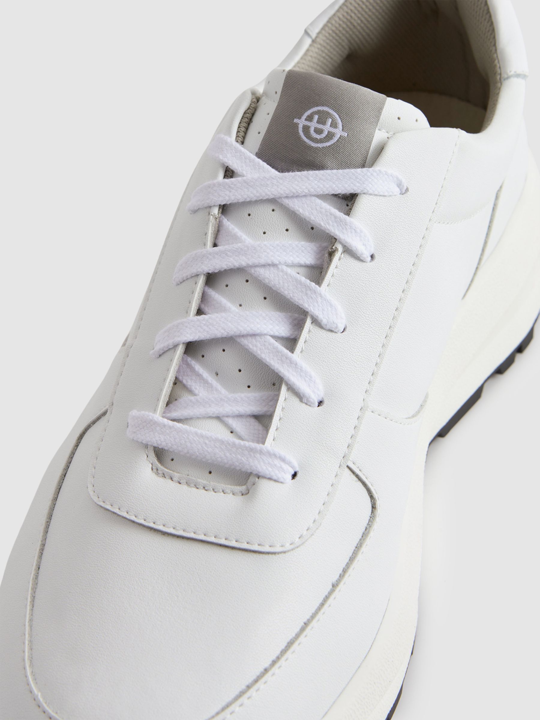 Unseen Footwear Leather Trinity Stamp Trainers in White - Image 4 of 5