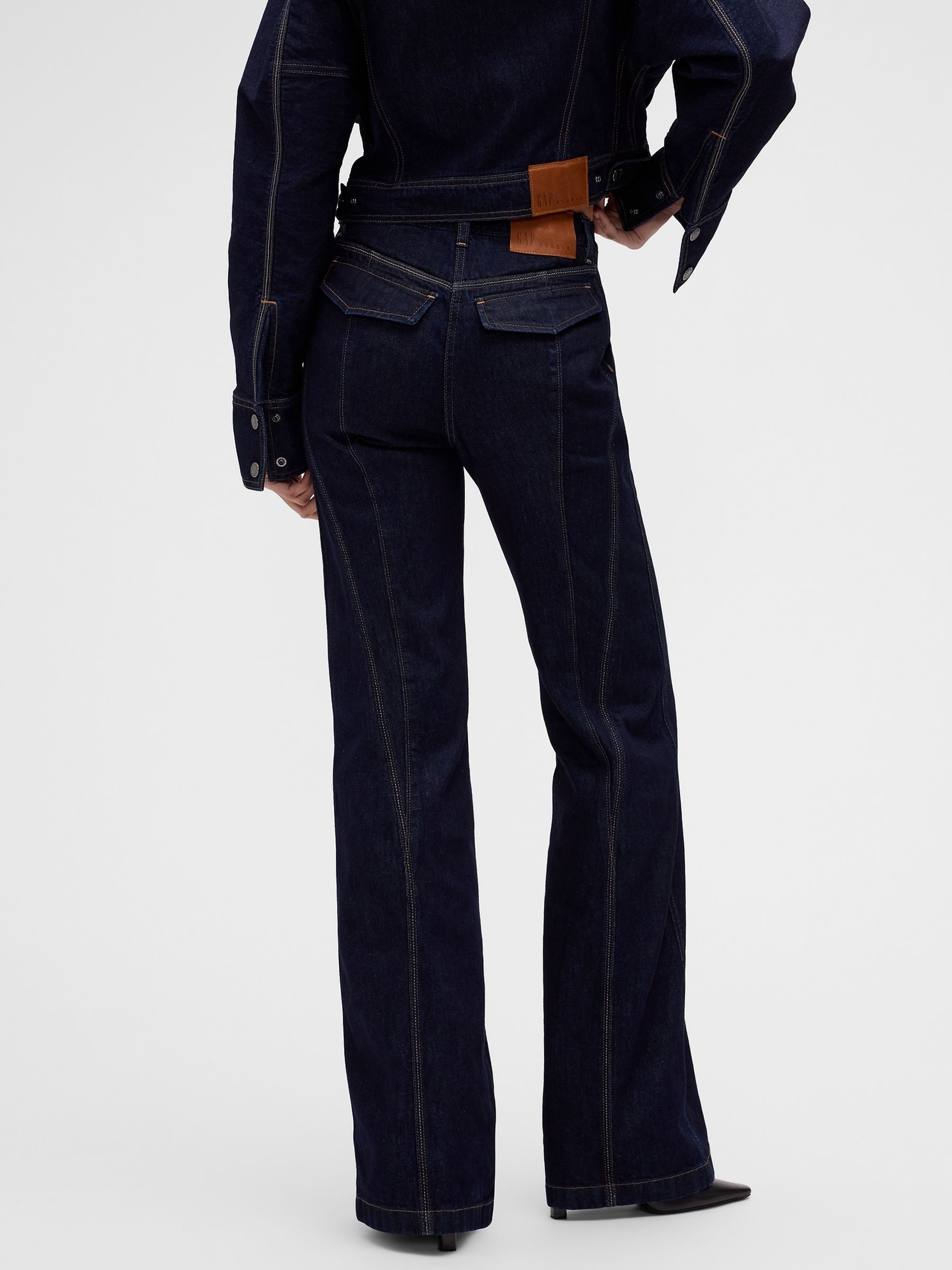 GapStudio Dark Wash High Waisted Pintuck Jeans - Image 2 of 9 GapStudio Dark Wash High Waisted Pintuck Jeans - Image 2 of 9