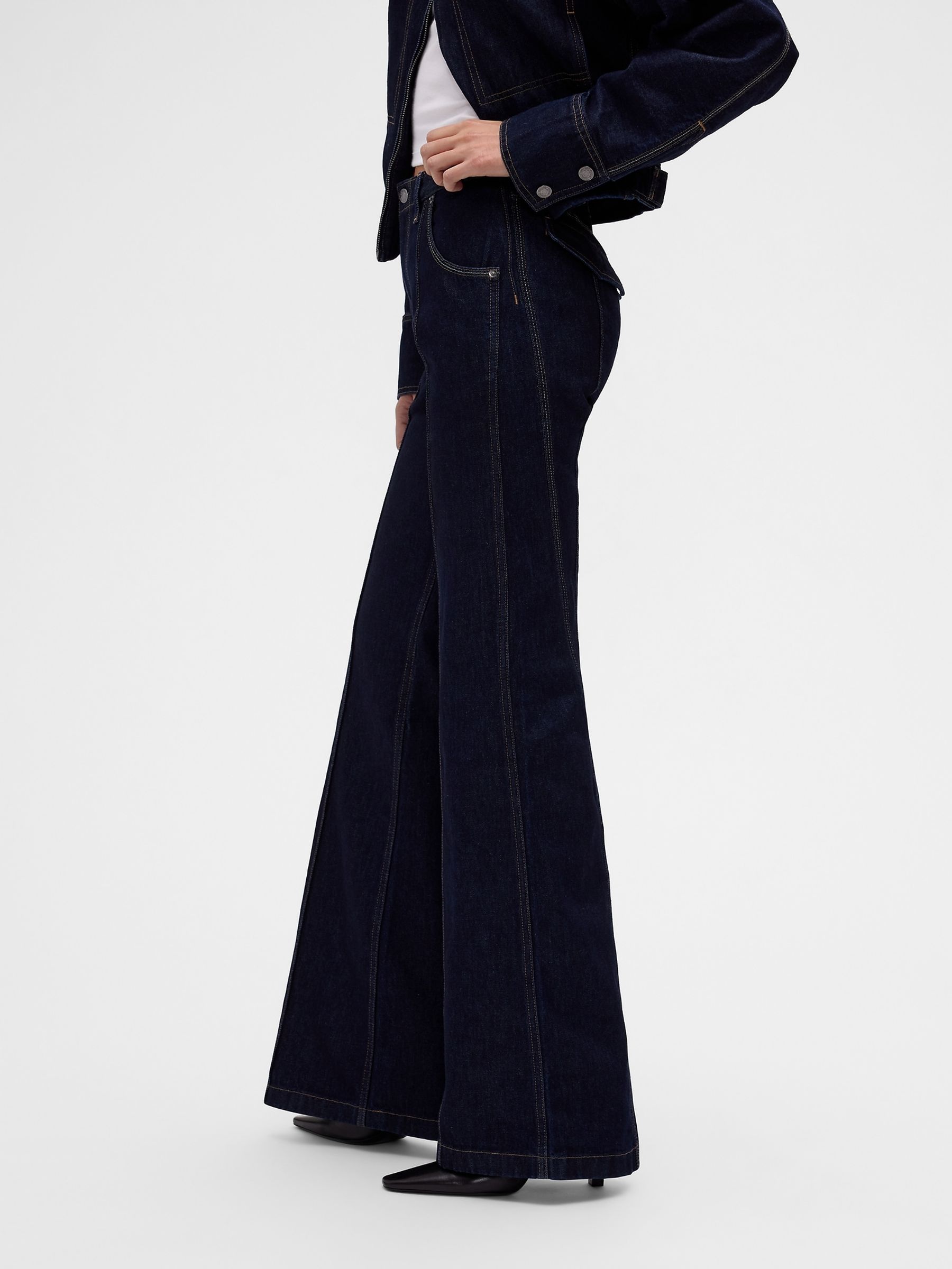 GapStudio Dark Wash High Waisted Pintuck Jeans - Image 3 of 9