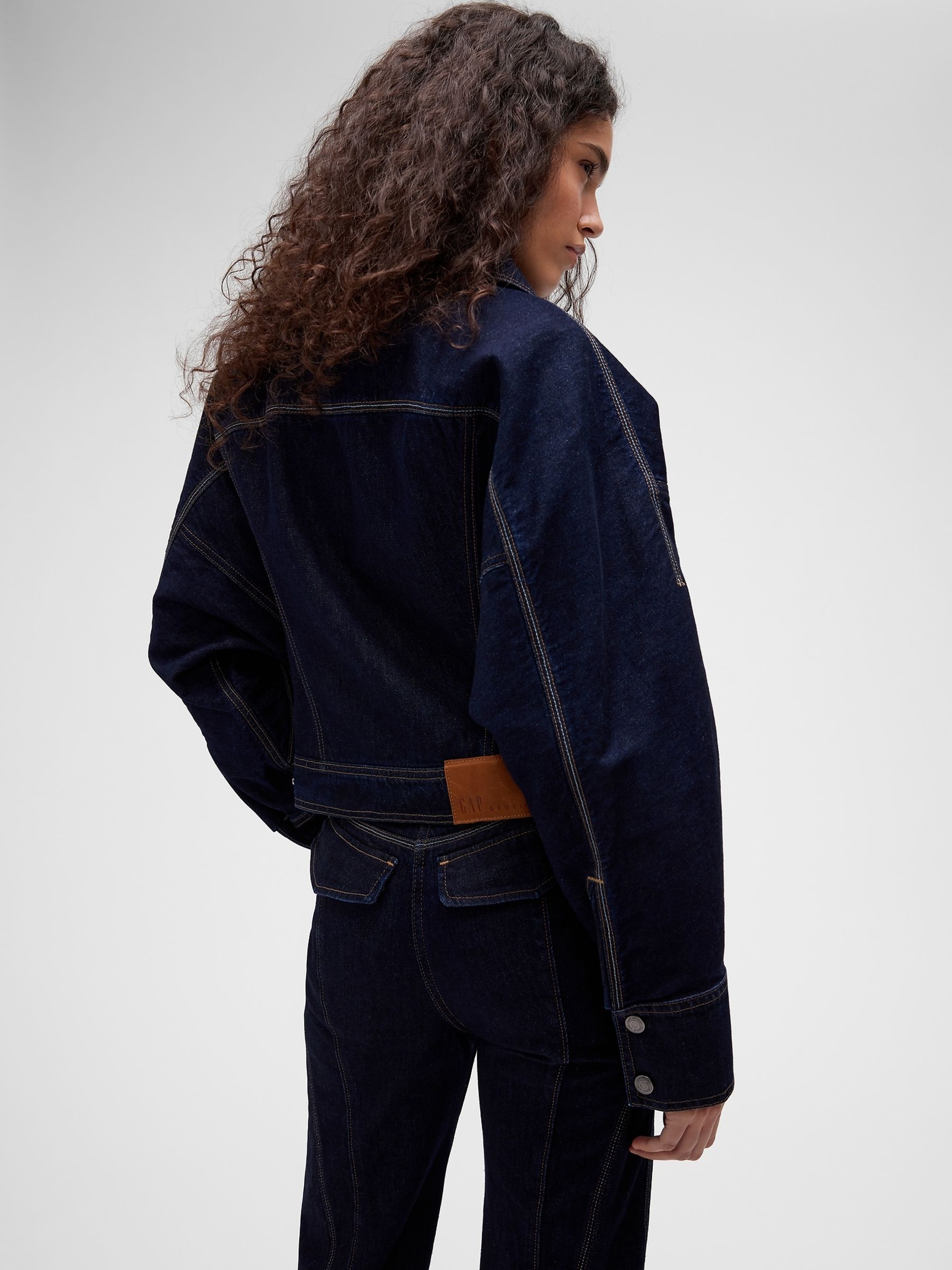 GapStudio Dark Wash Double-Pocket Denim Jacket - Image 2 of 9
