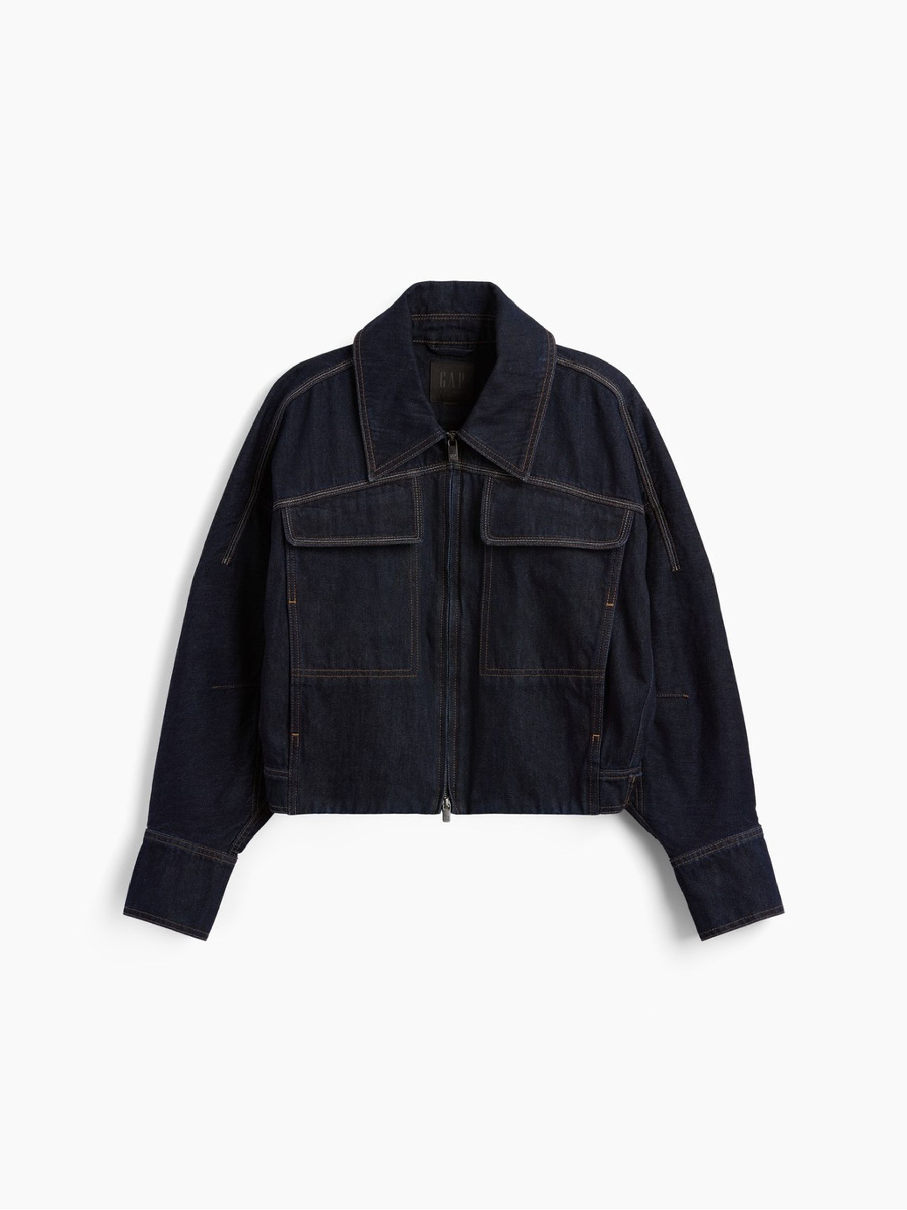 GapStudio Dark Wash Double-Pocket Denim Jacket - Image 6 of 9