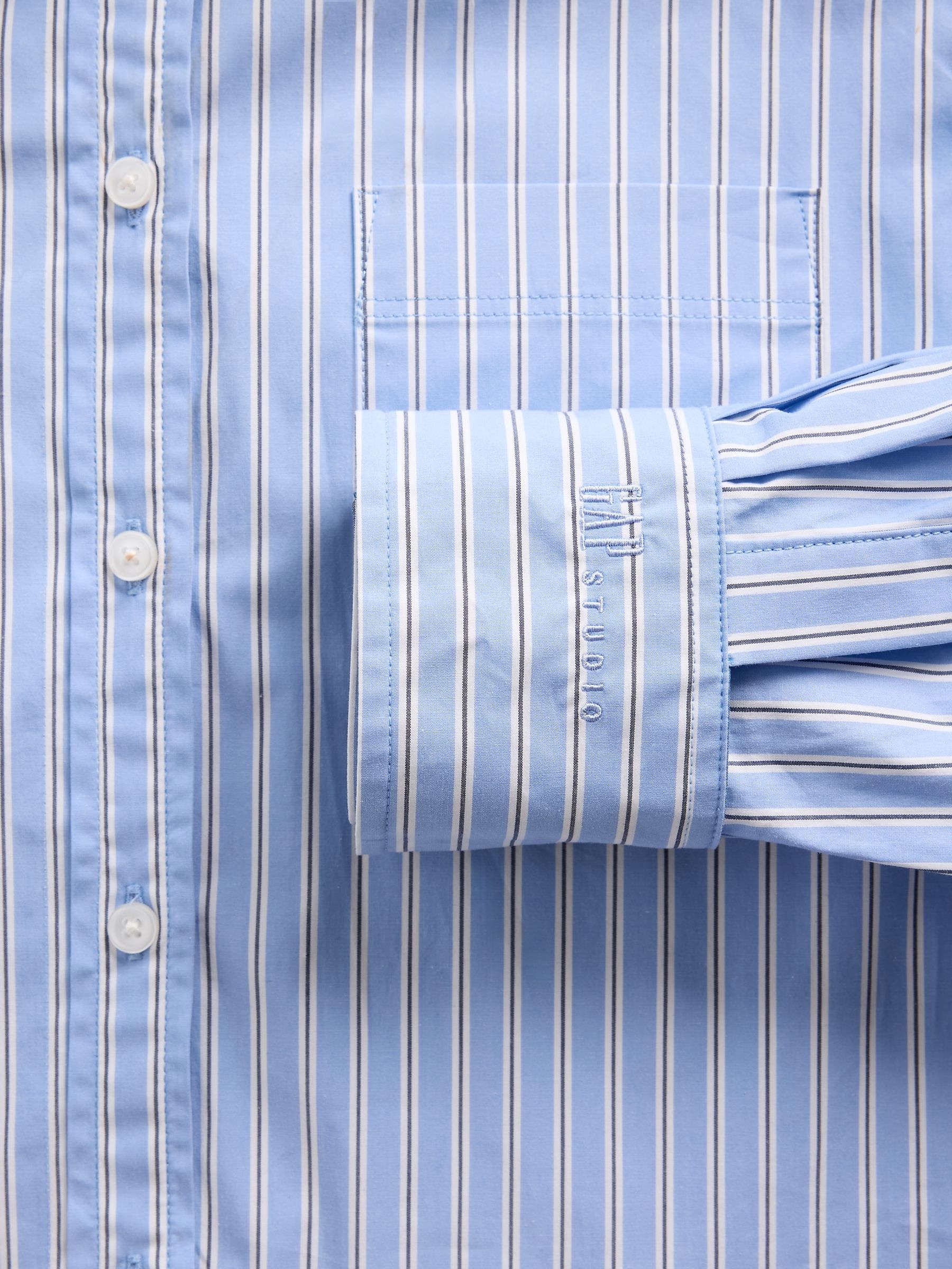 GapStudio Blue Stripe Poplin Crop Shirt - Image 8 of 9