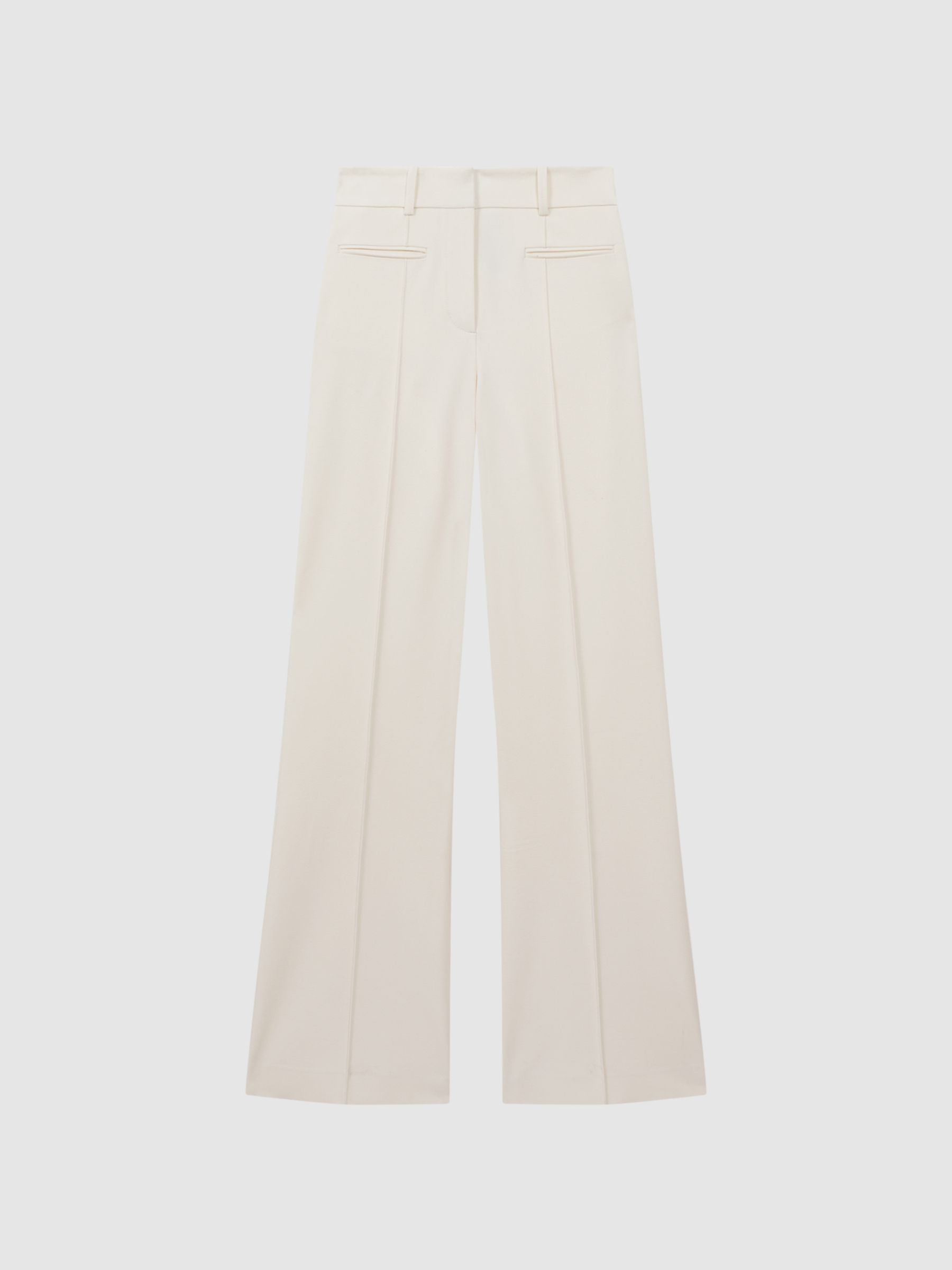 Petite High Rise Flared Trousers in Cream - Image 2 of 6