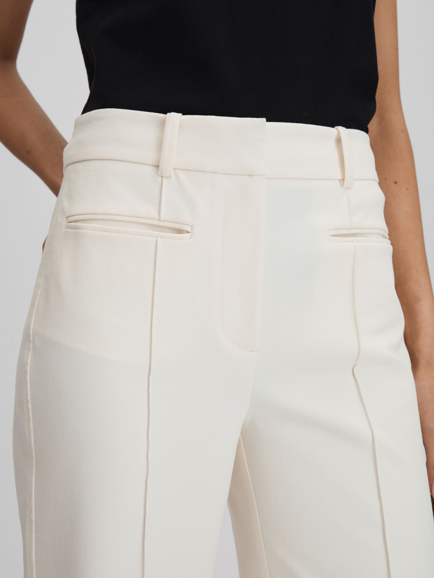 Petite High Rise Flared Trousers in Cream - Image 4 of 6
