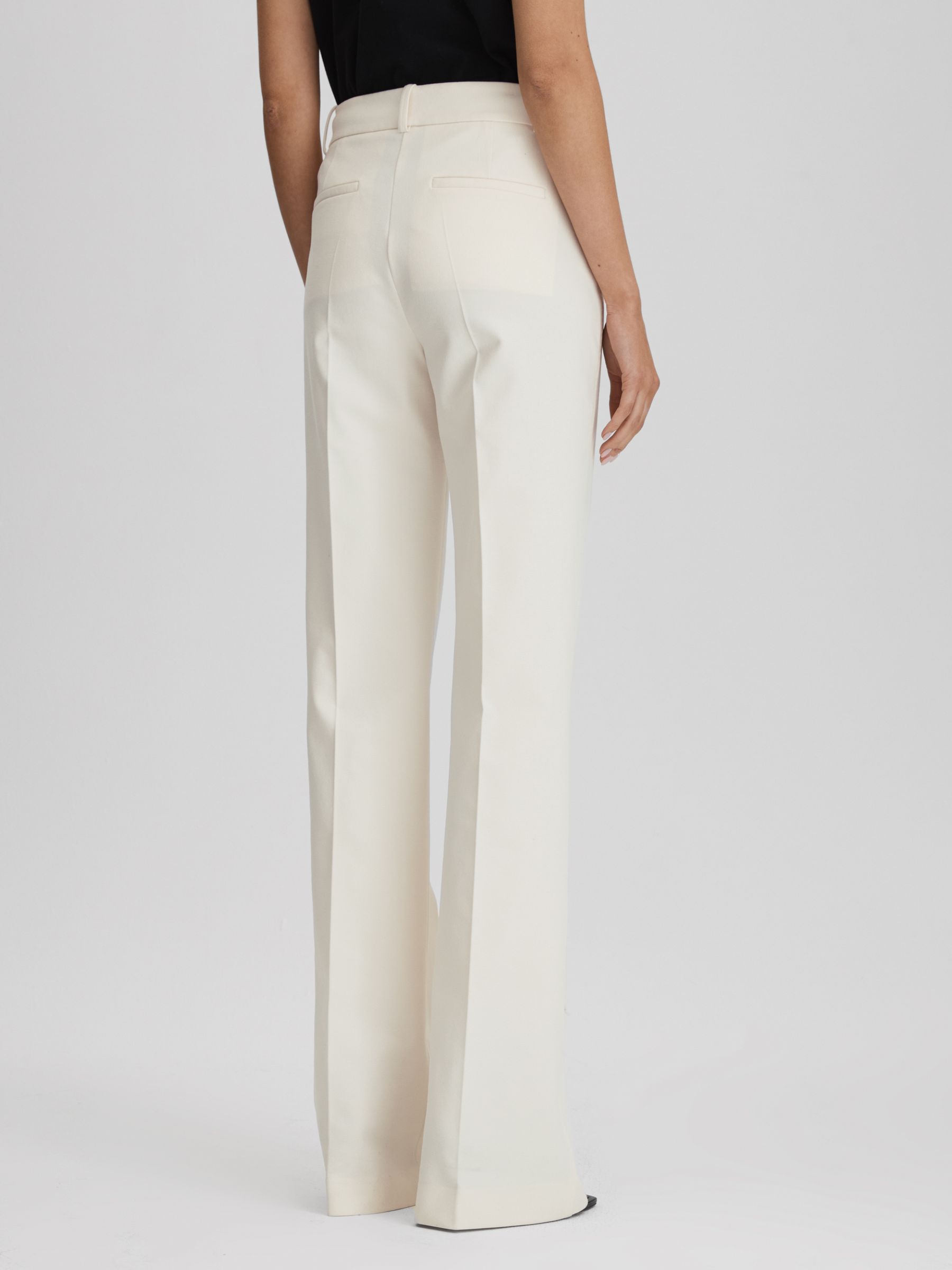 Petite High Rise Flared Trousers in Cream - Image 5 of 6