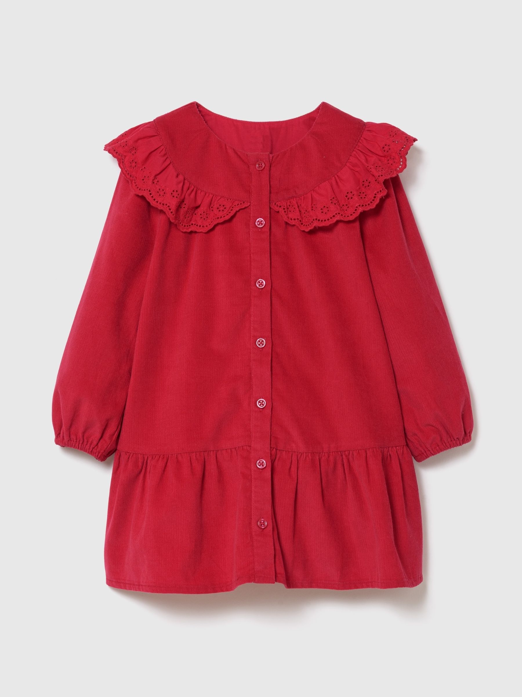 Red Corduroy Drop-Waist Dress - Image 1 of 3