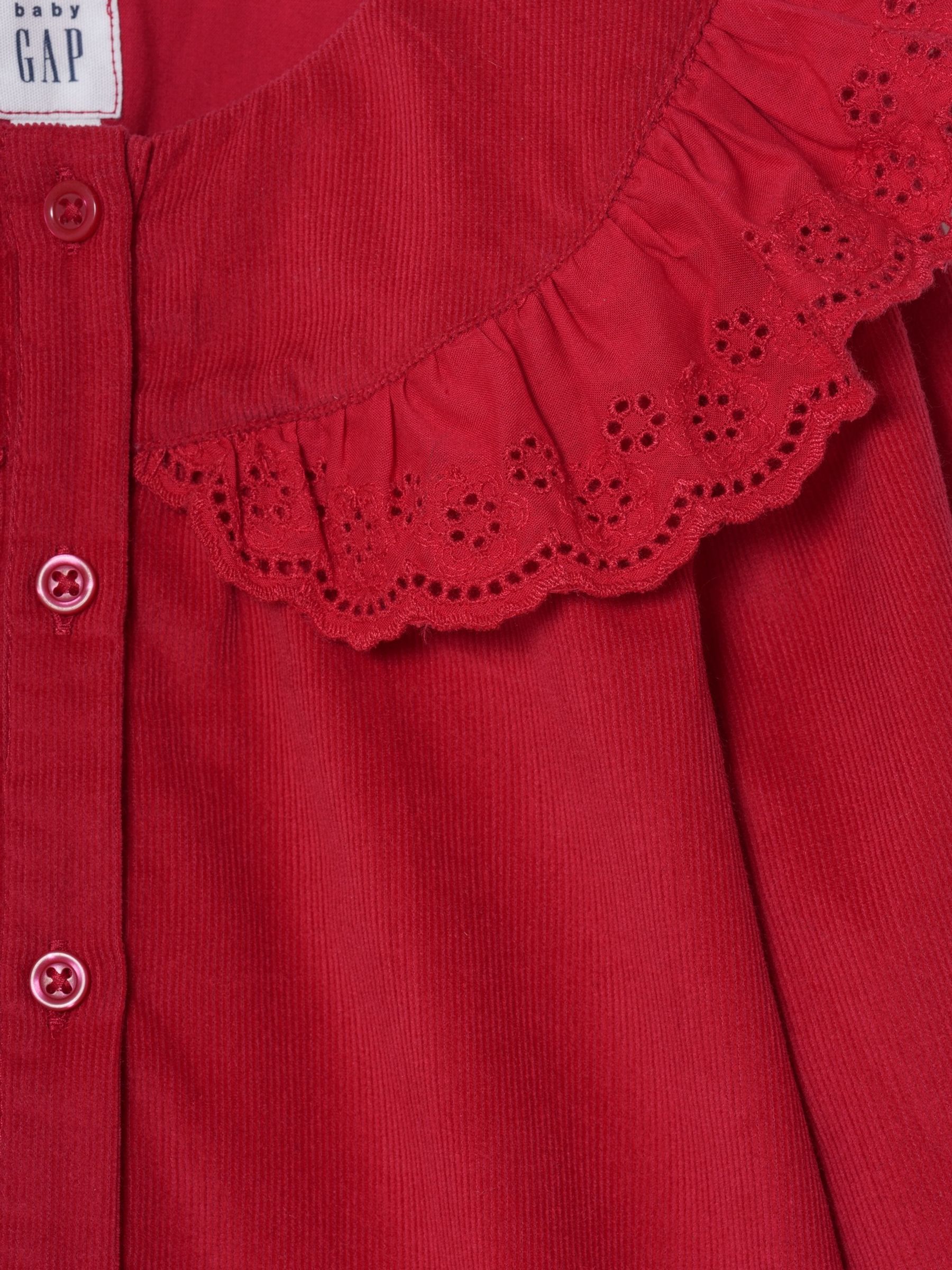 Red Corduroy Drop-Waist Dress - Image 3 of 3