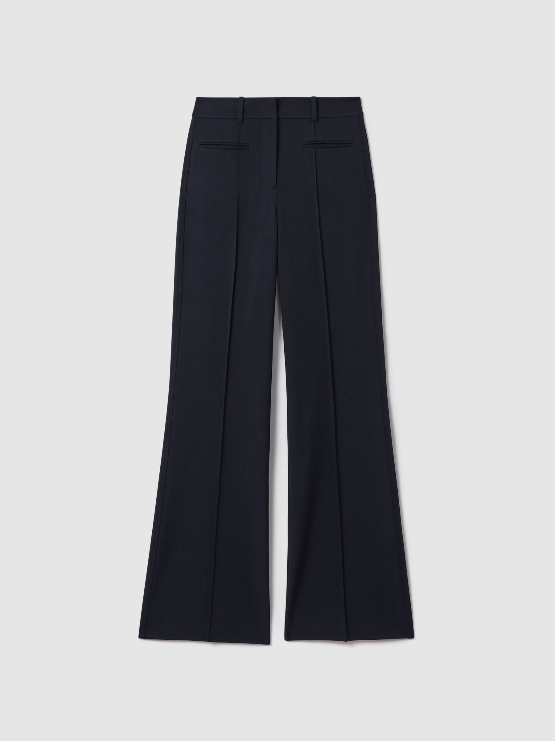 High Rise Flared Trousers in Navy - Image 2 of 6