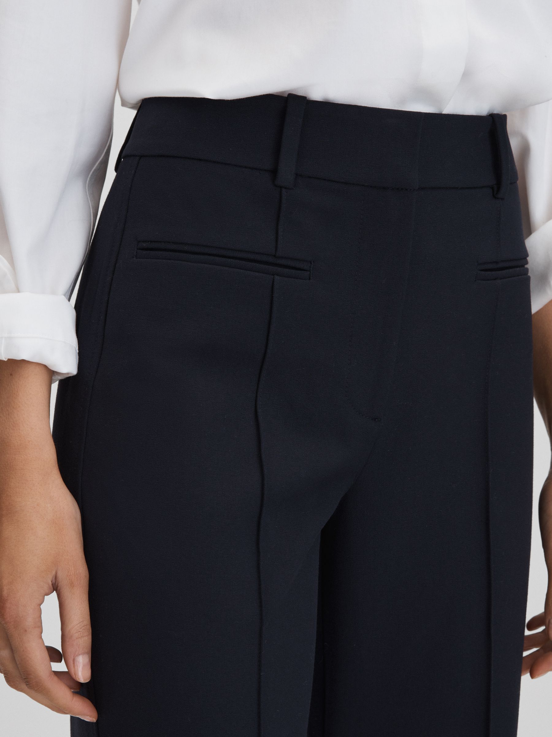 High Rise Flared Trousers in Navy - Image 4 of 6