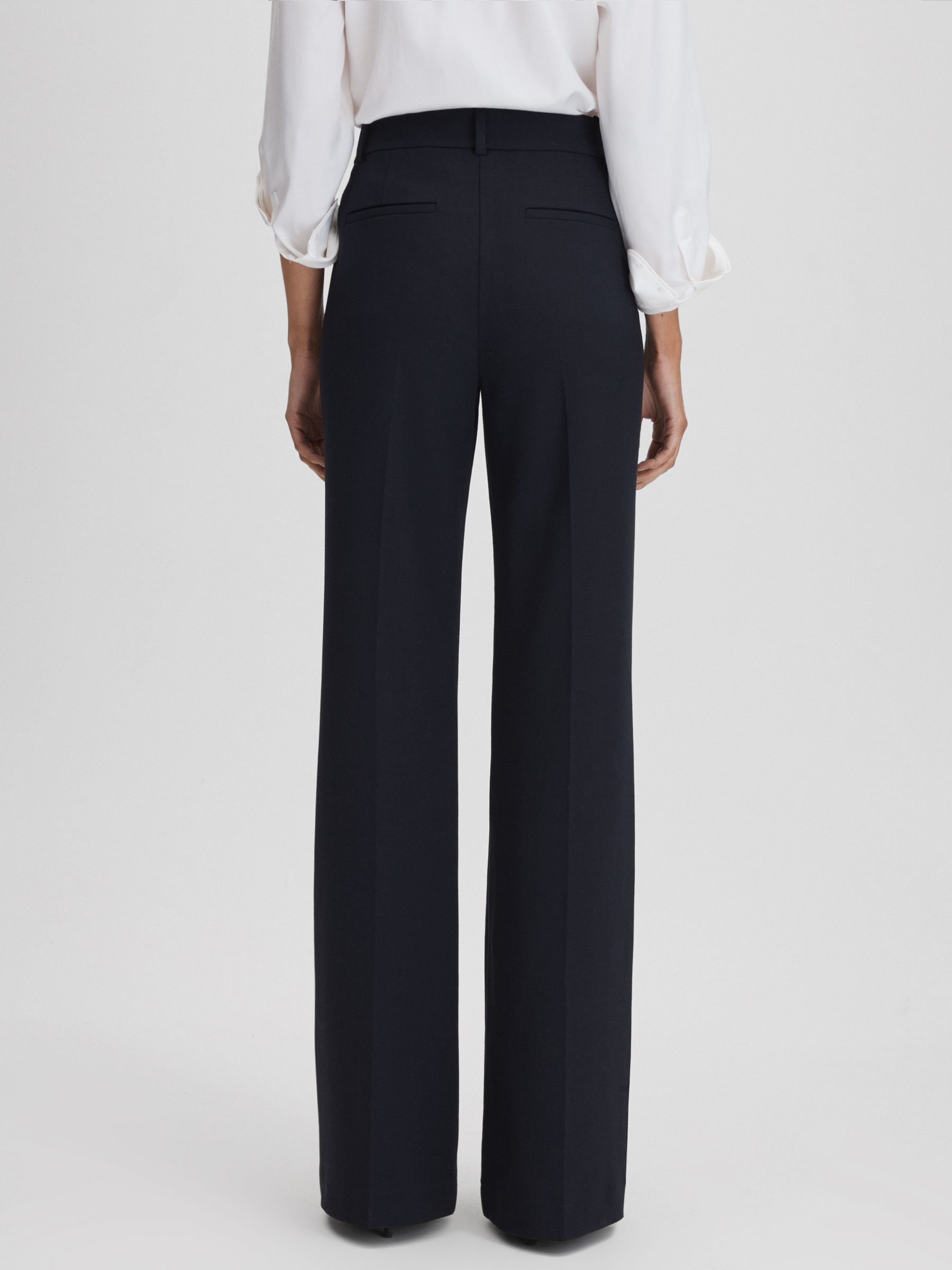 High Rise Flared Trousers in Navy - Image 5 of 6