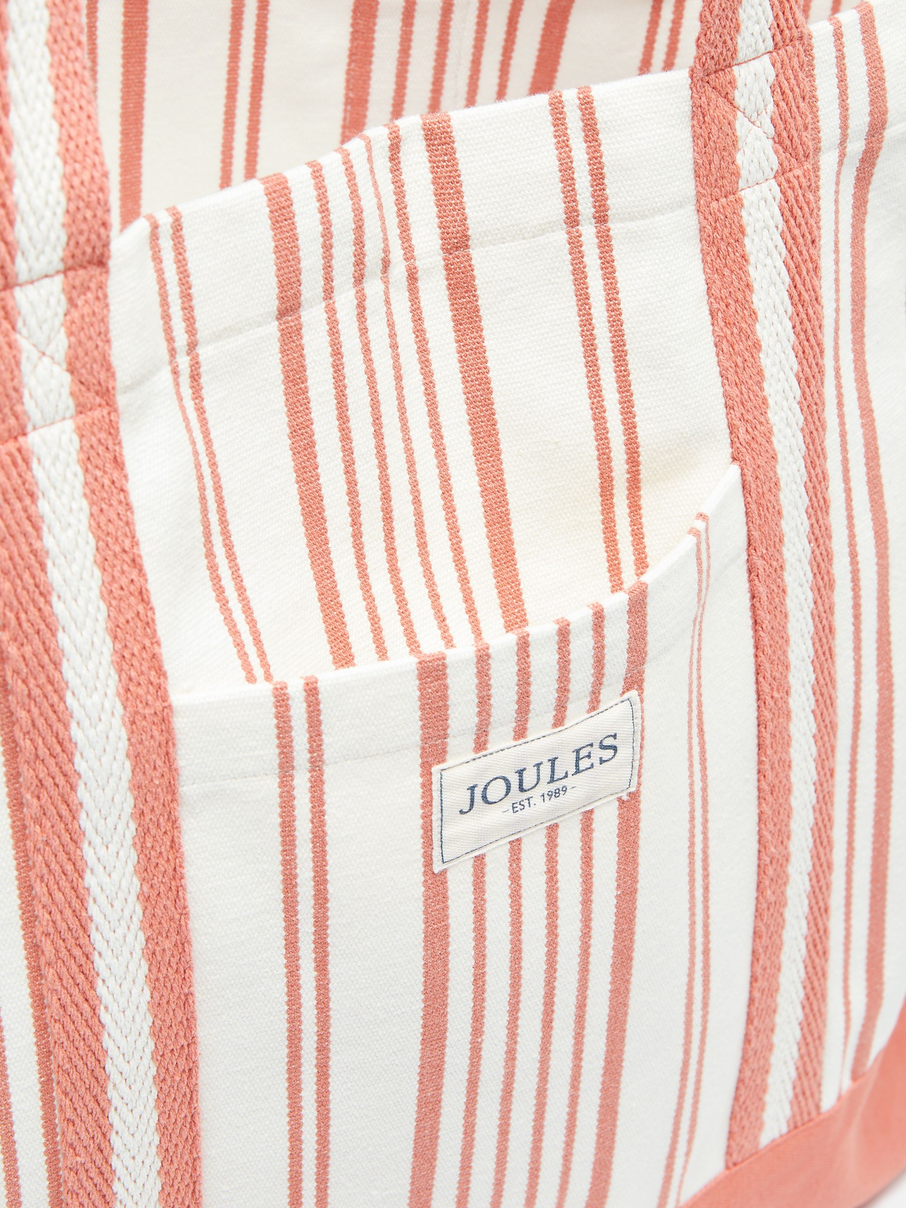 Promenade Cream & Red Canvas Beach Bag - Image 6 of 6