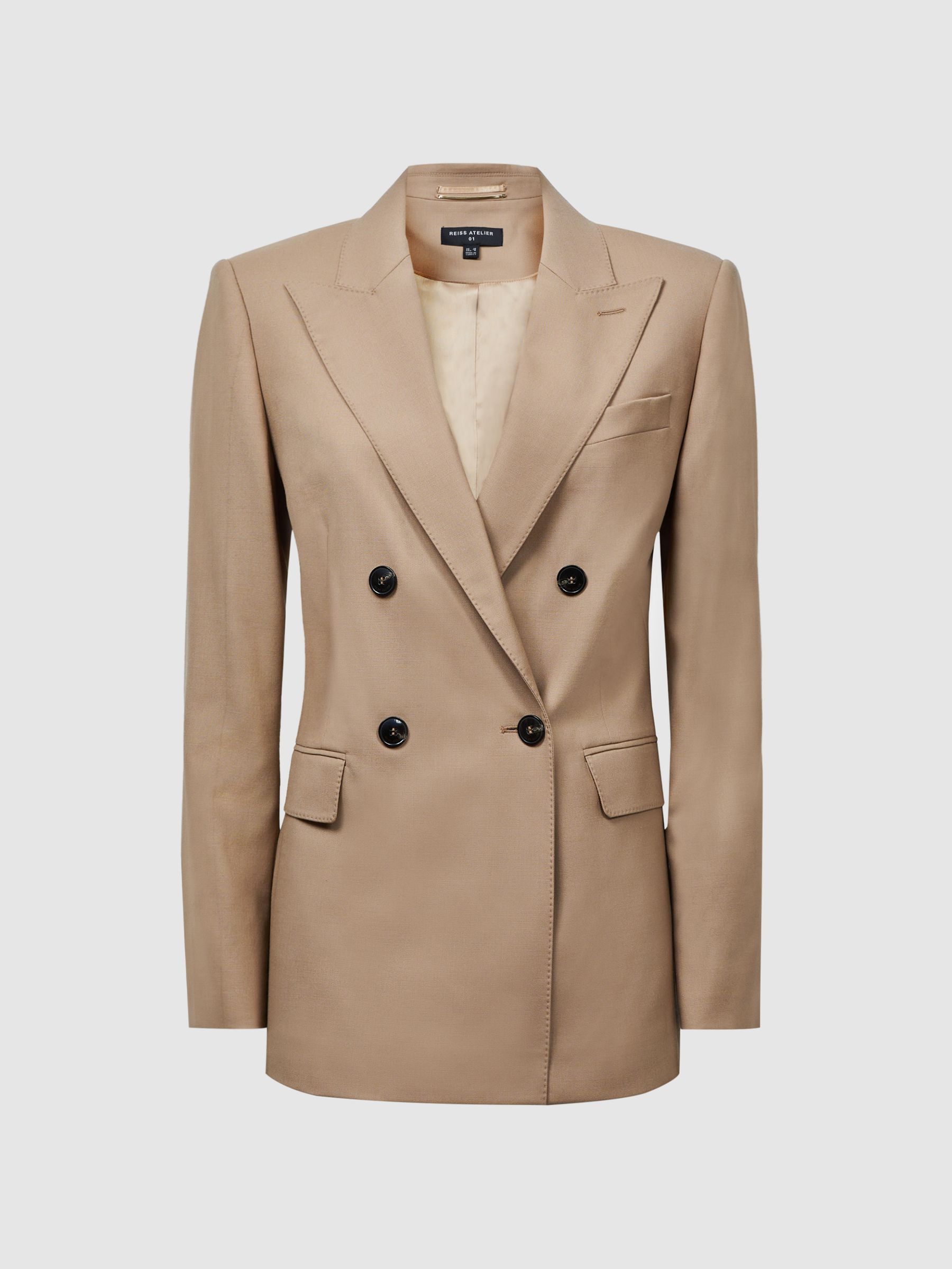 Atelier Wool Double Breasted Blazer in Camel - Image 2 of 6