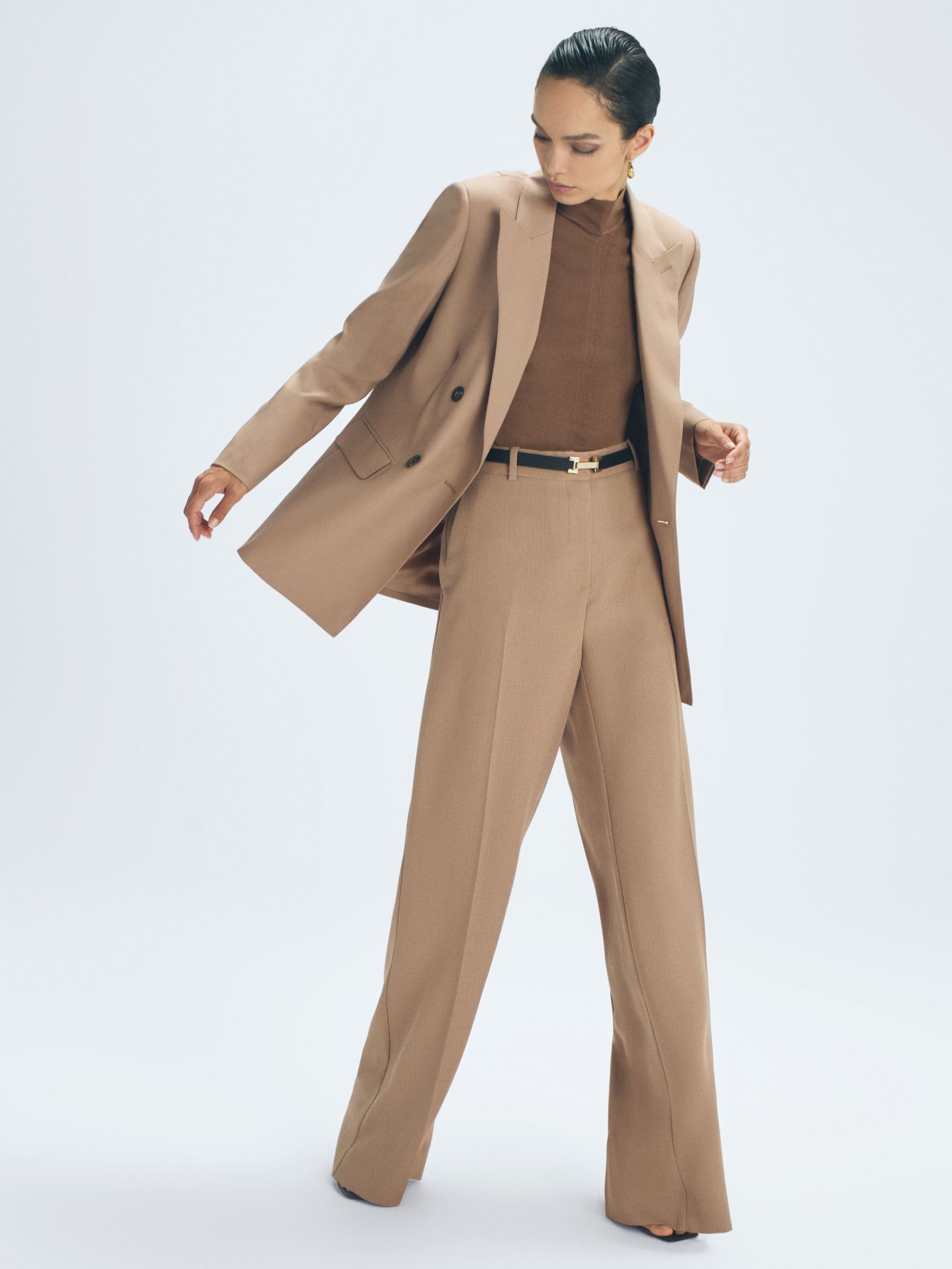 Atelier Wool Double Breasted Blazer in Camel - image 3